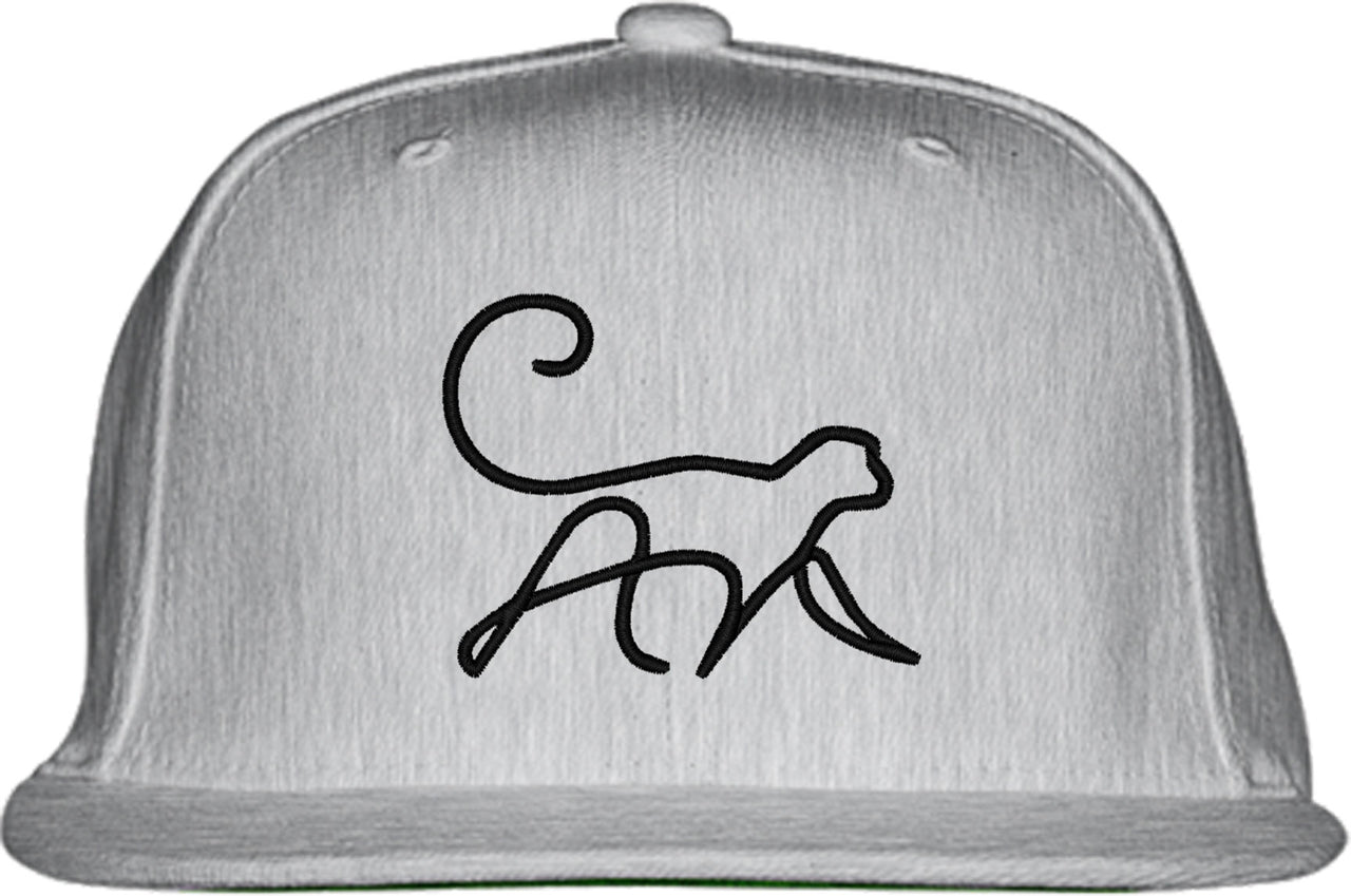 One Line Monkey Drawing Snapback Hat
