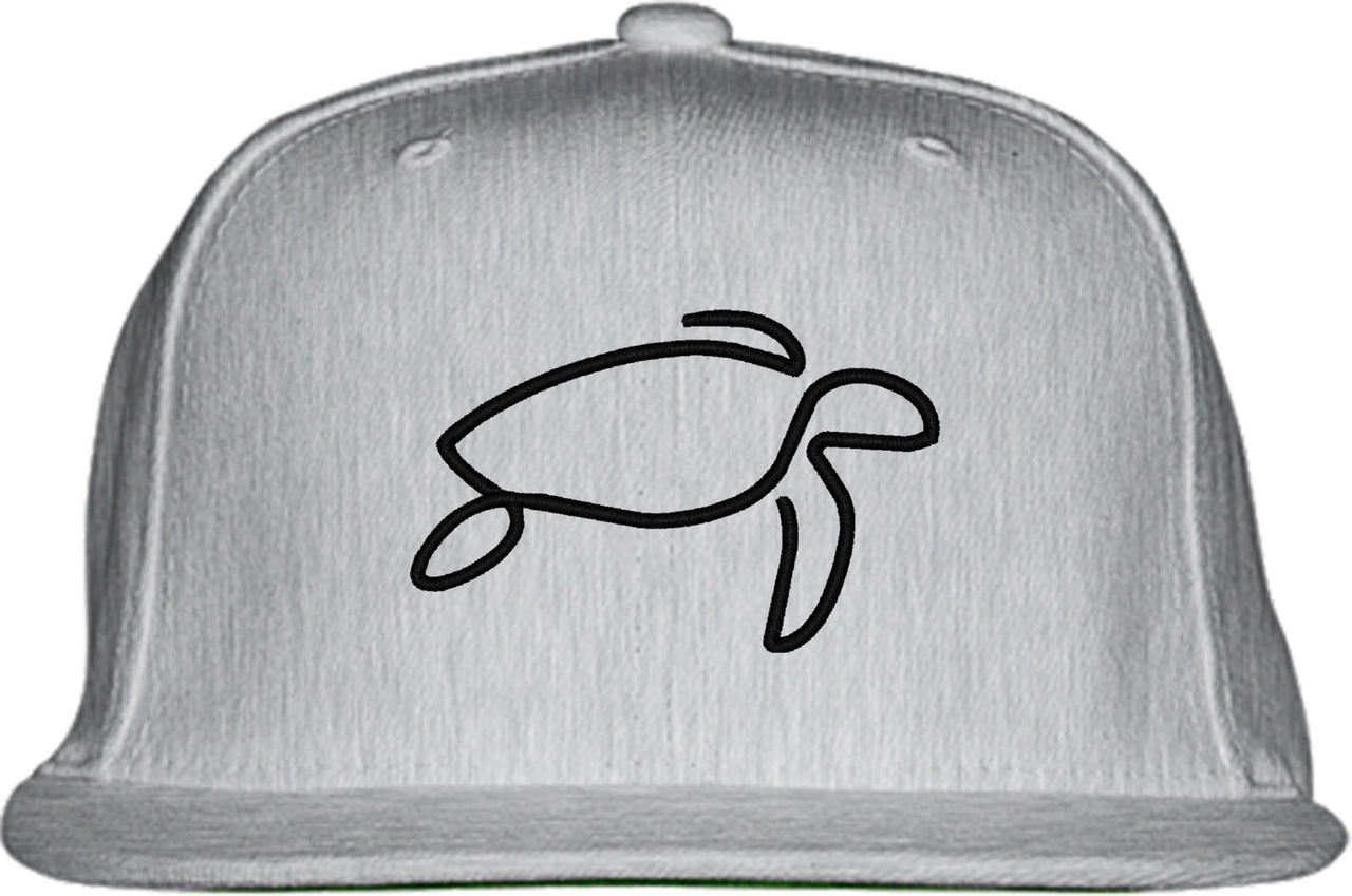 One Line Sea Turtle Drawing Snapback Hat