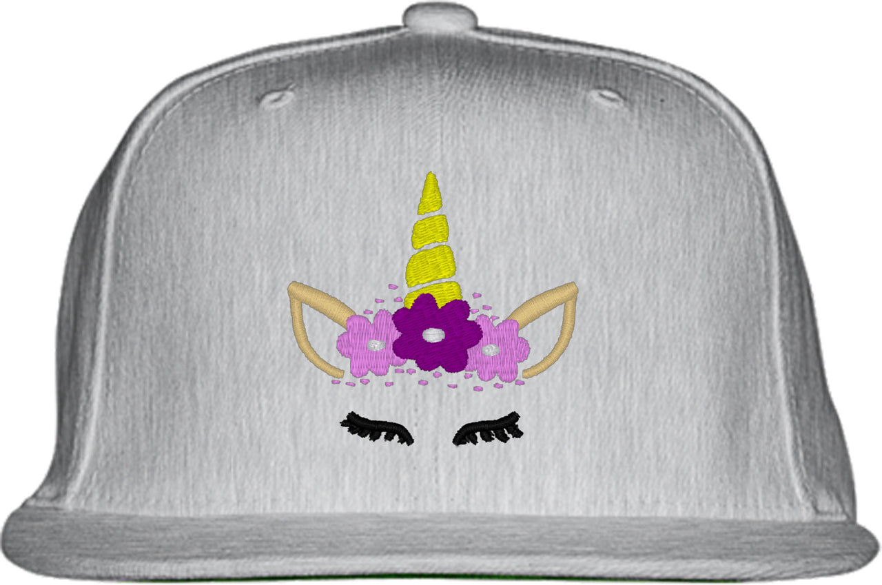 Unicorn Face With Flowers Snapback Hat