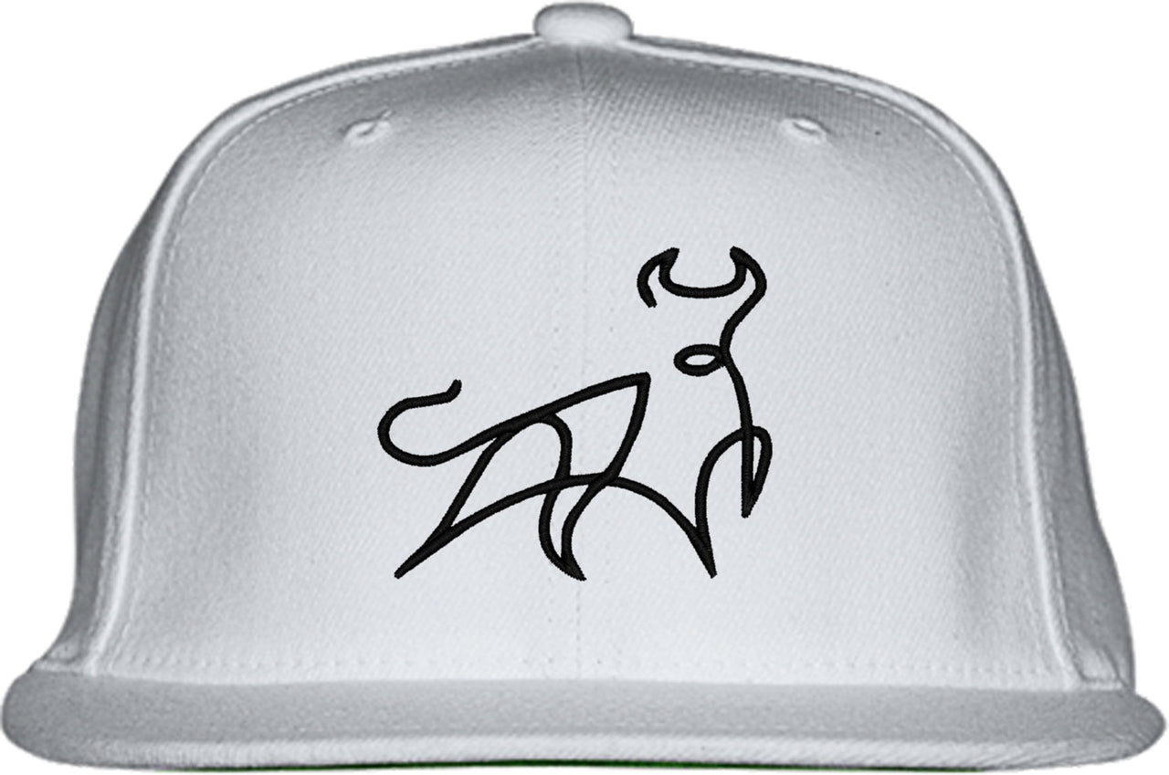 One Line Bull Drawing Snapback Hat