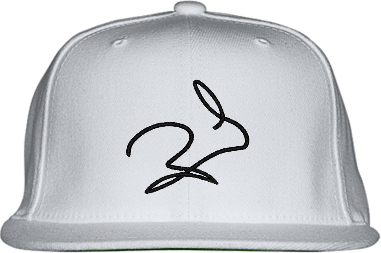 One Line Rabbit Bunny Drawing Snapback Hat
