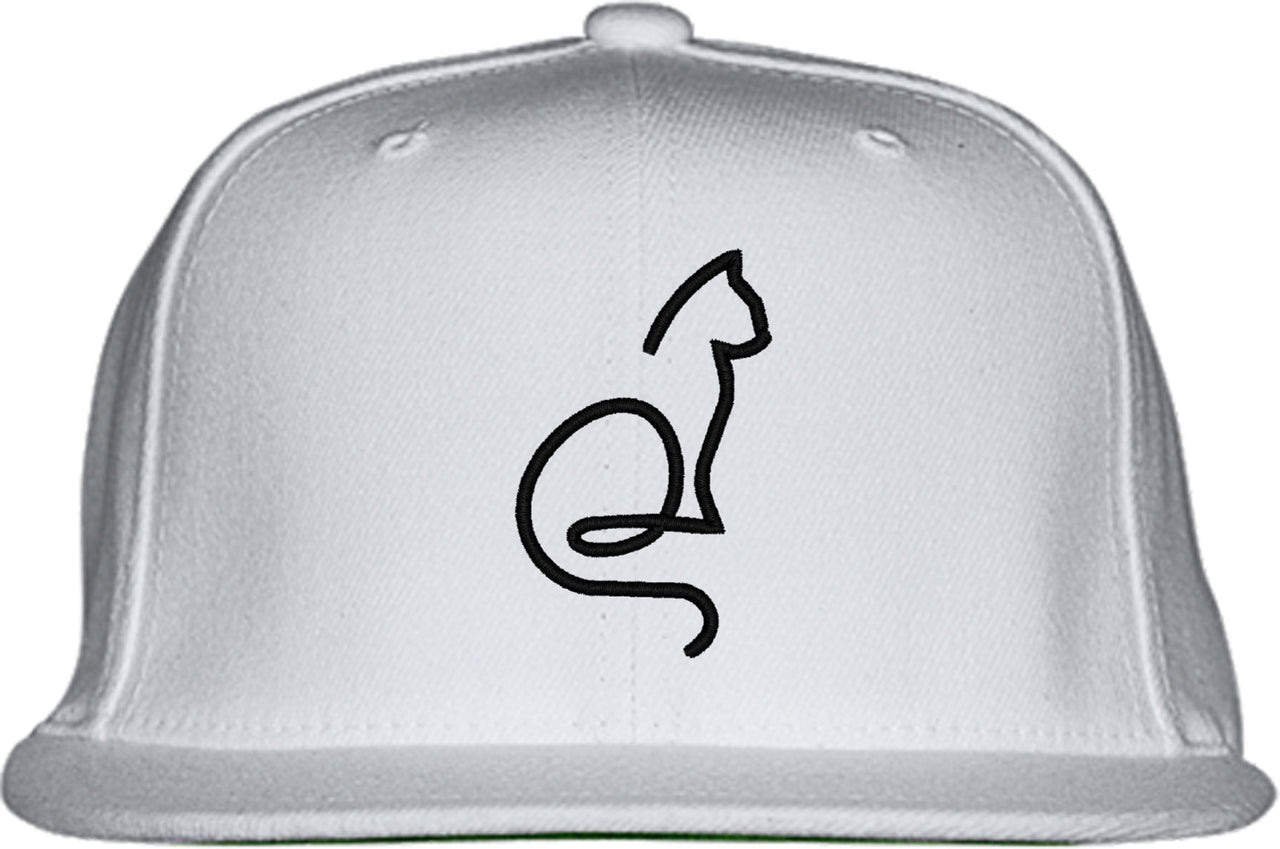 One Line Cat Drawing Snapback Hat