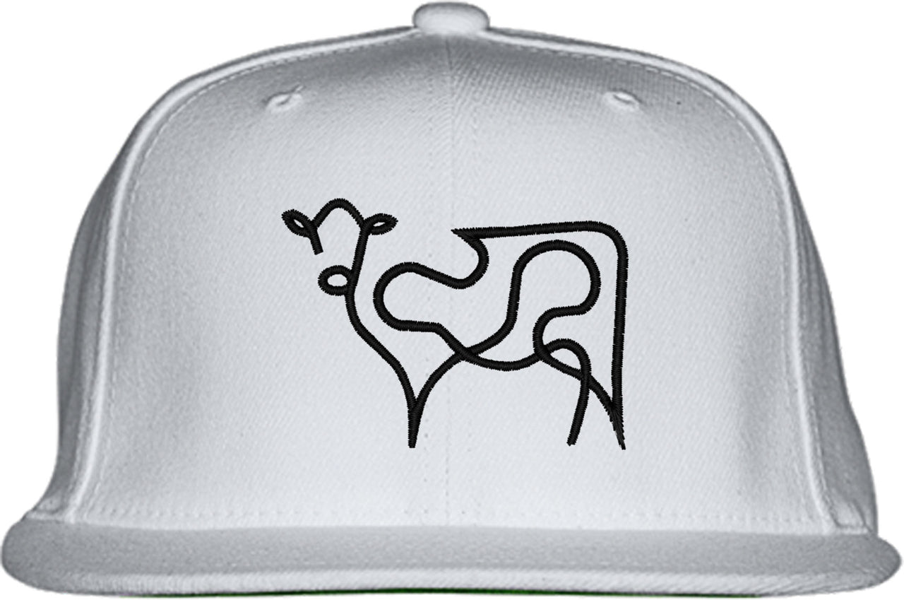 One Line Cow Drawing Snapback Hat