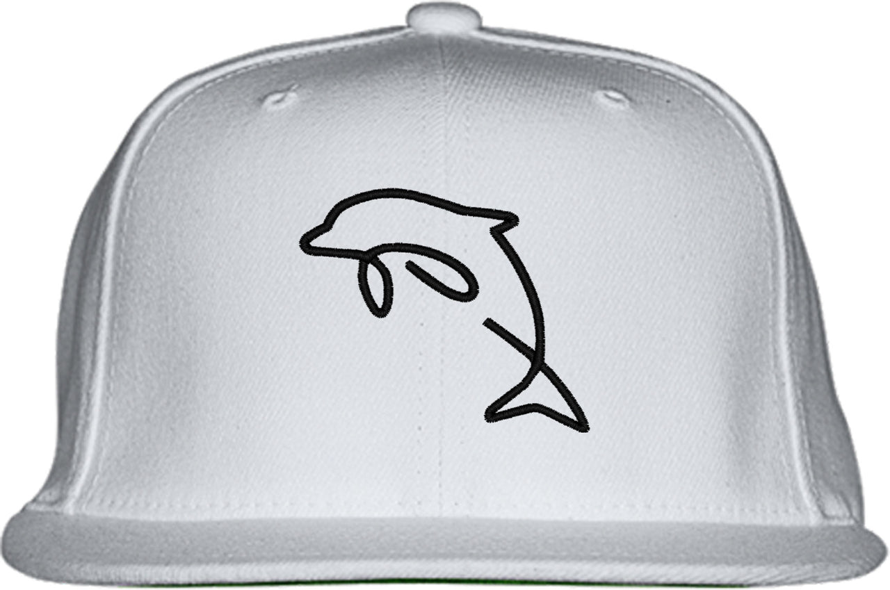 One Line Dolphin Drawing Snapback Hat