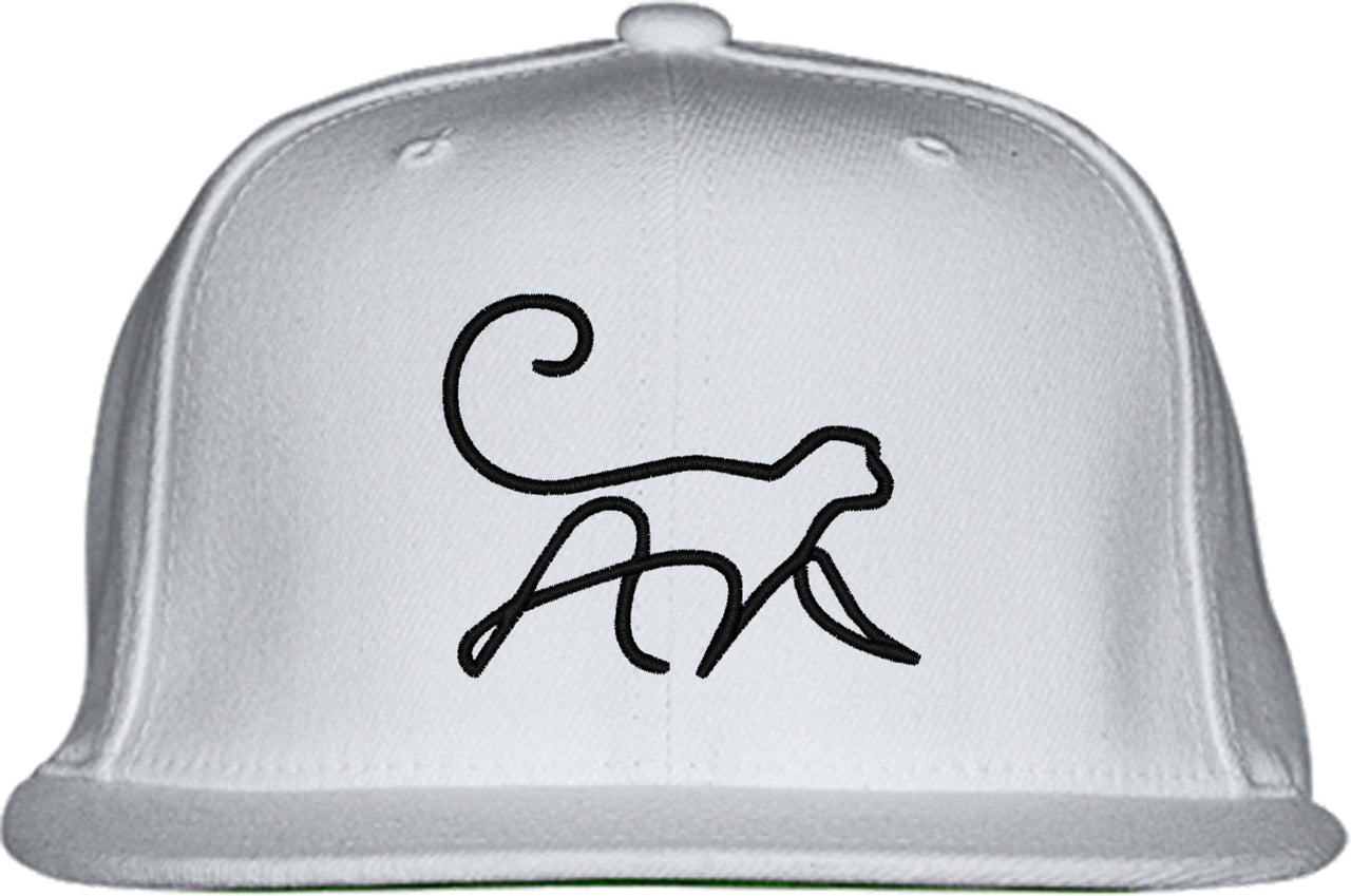 One Line Monkey Drawing Snapback Hat