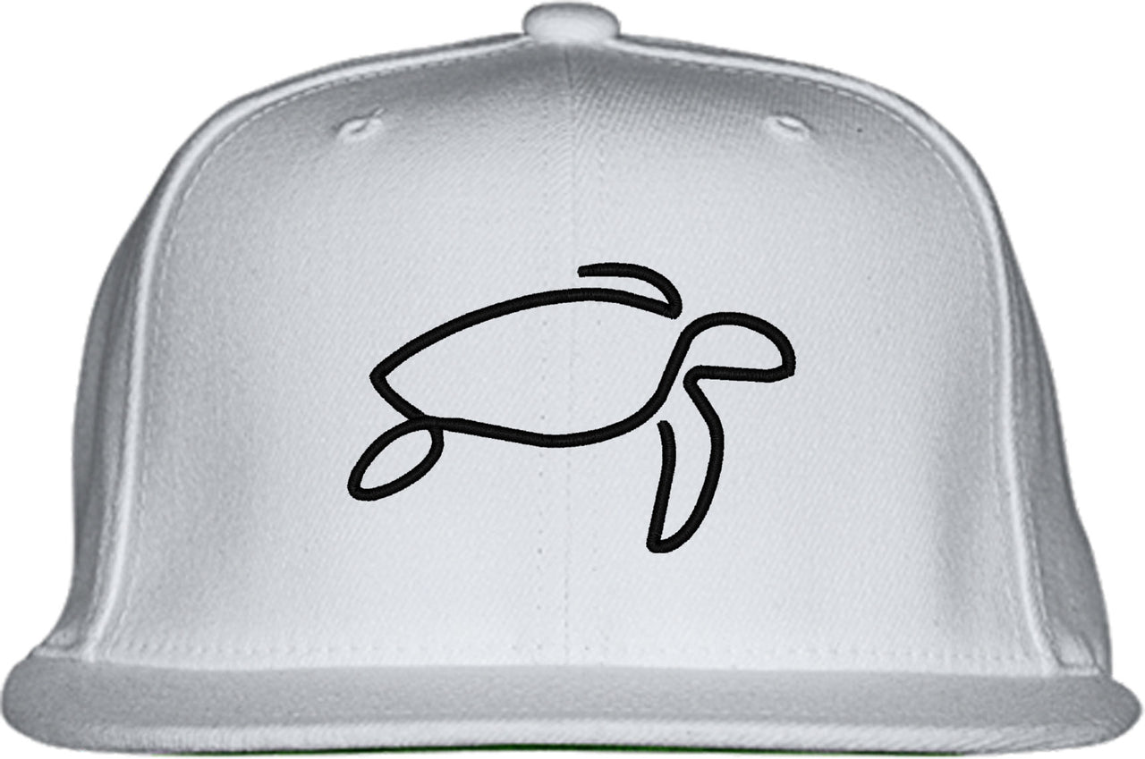 One Line Sea Turtle Drawing Snapback Hat