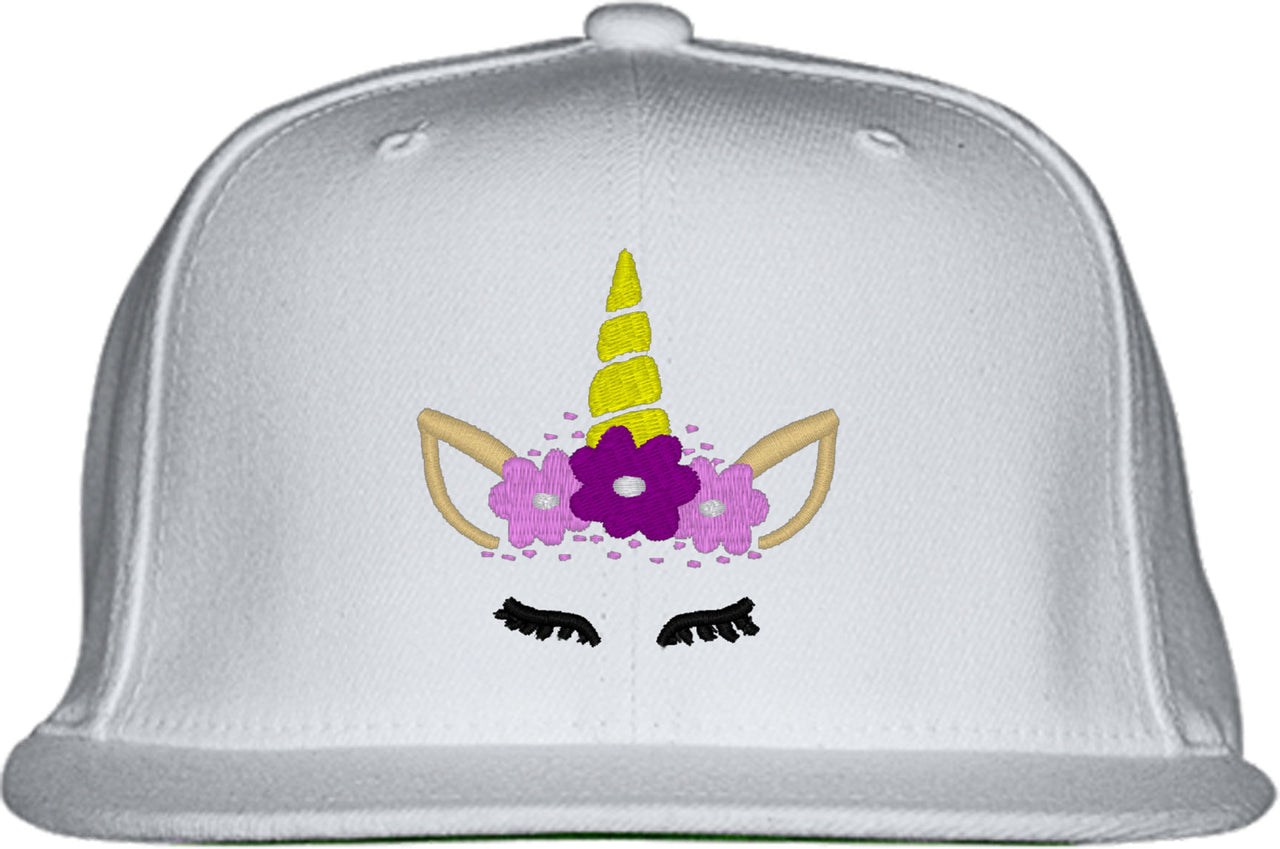 Unicorn Face With Flowers Snapback Hat