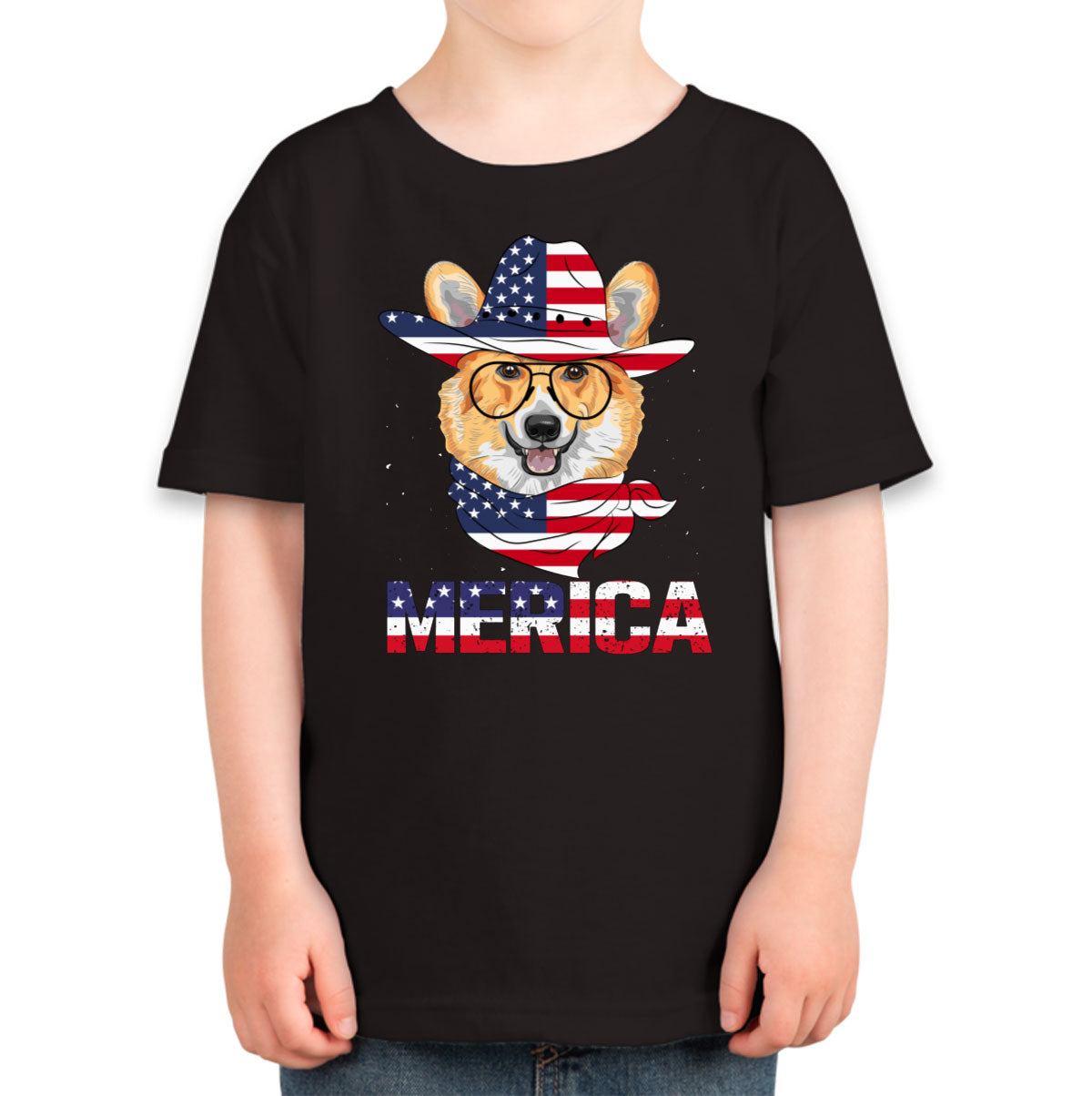 Corgi Merica Patriotic Toddler T-shirt