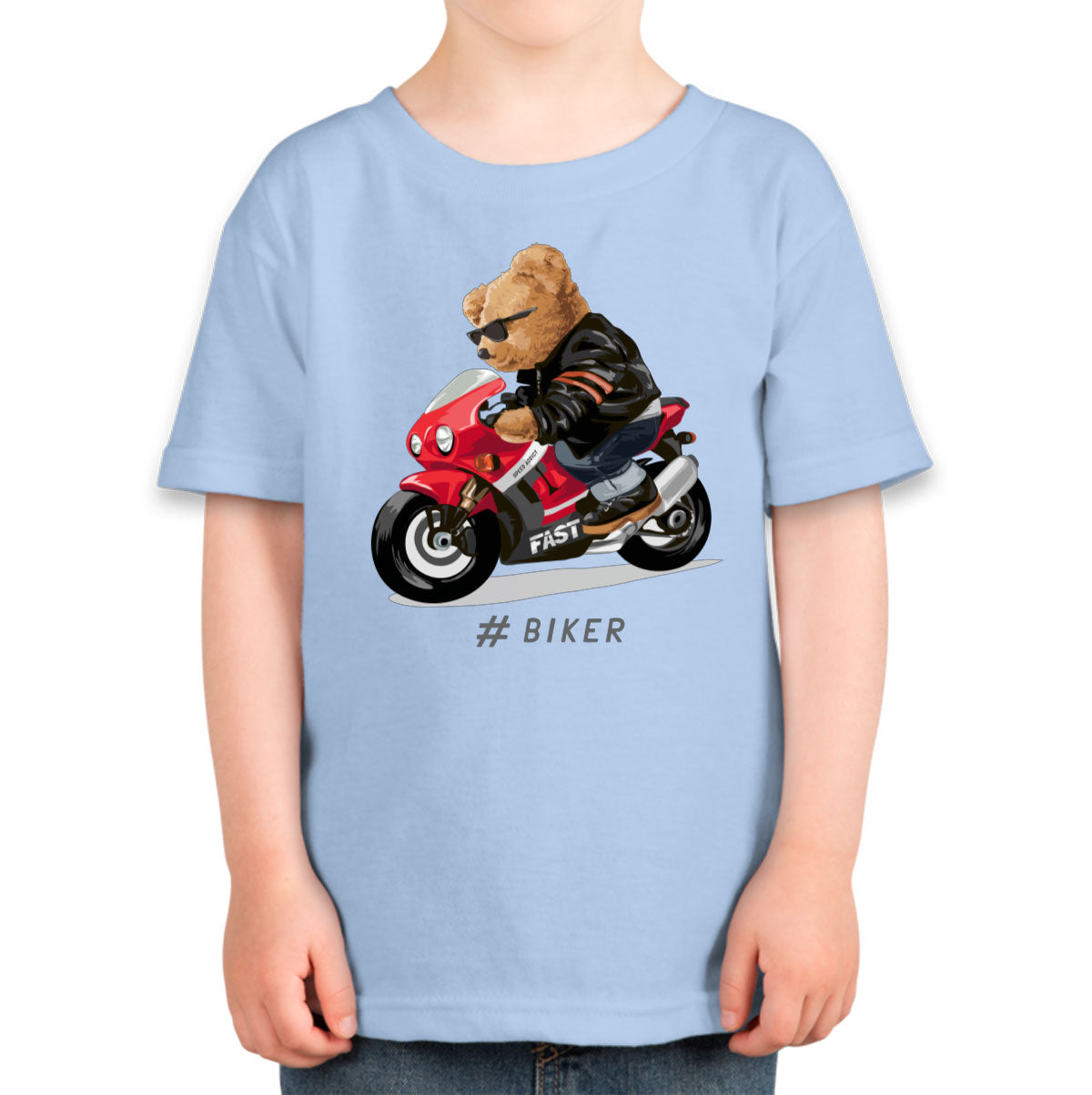 Teddy Bear Cool Biker Toddler T-shirt