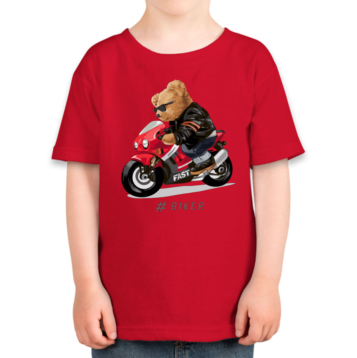 Teddy Bear Cool Biker Toddler T-shirt