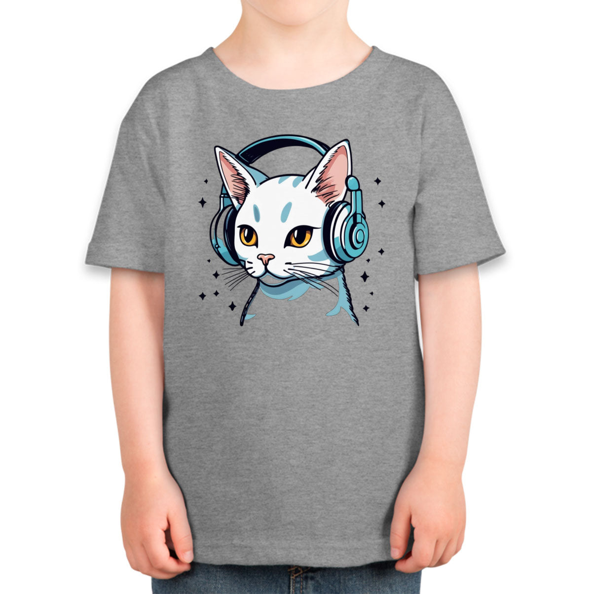 Cool Cat With Headphone Toddler T-shirt