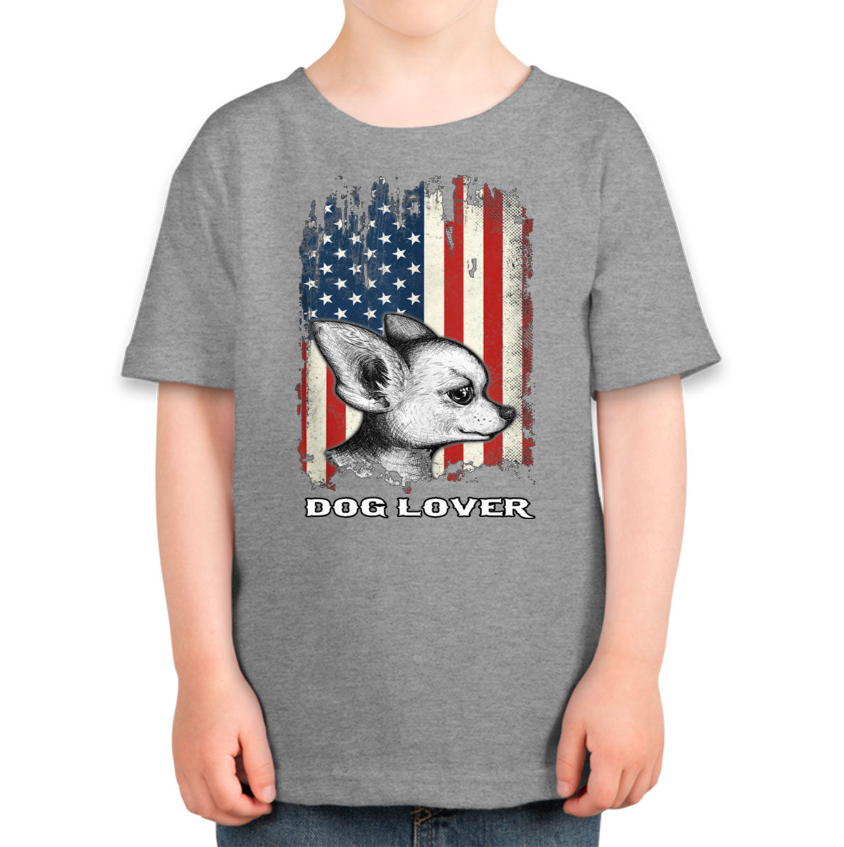 Chihuahua Dog Lover With American Flag Toddler T-shirt