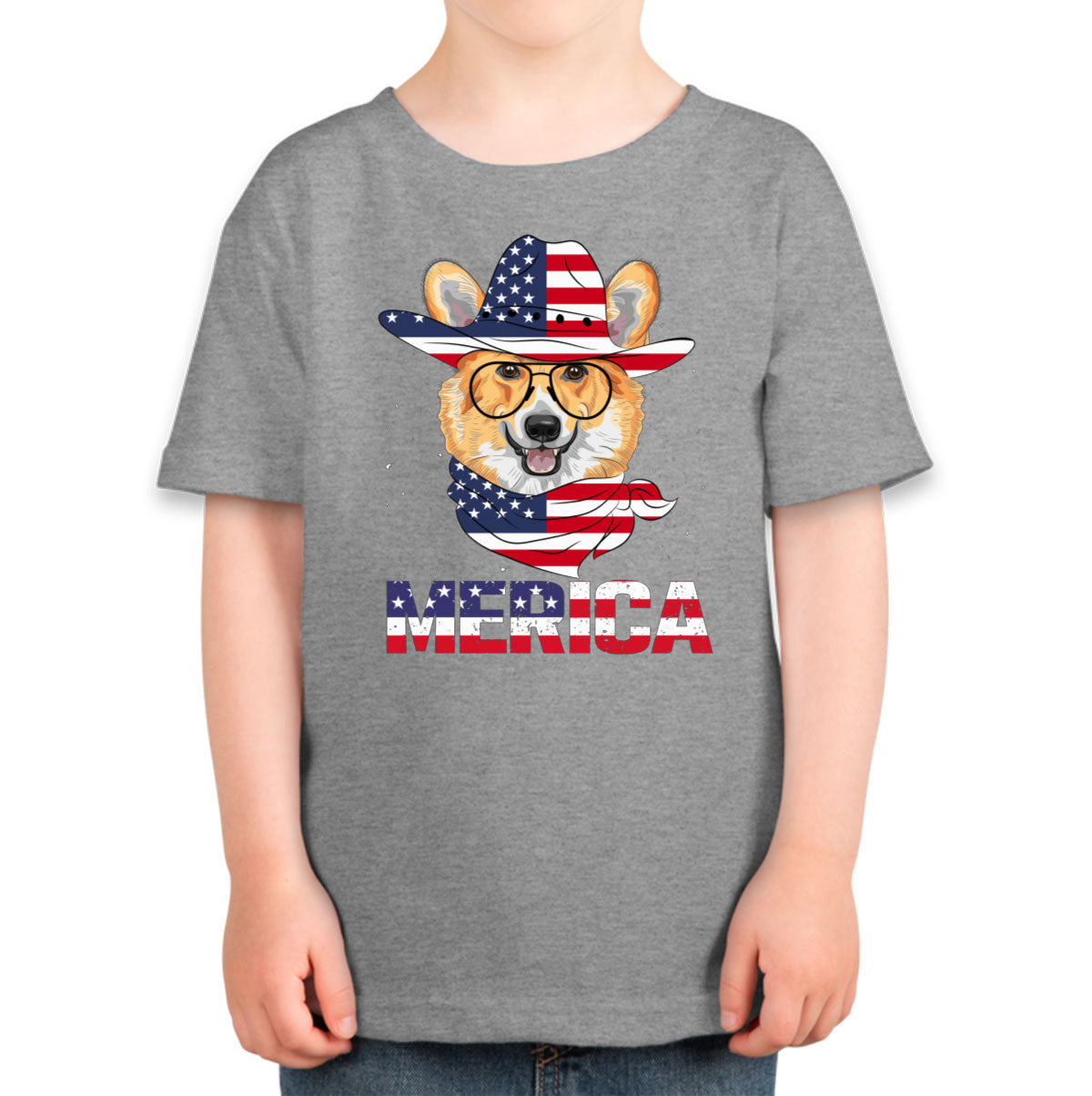 Corgi Merica Patriotic Toddler T-shirt
