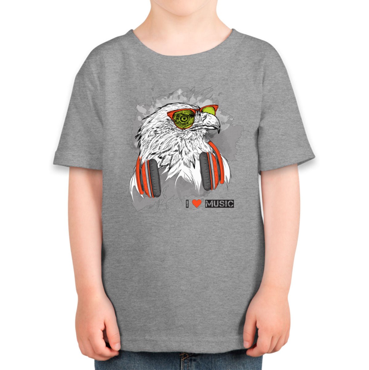 I Love Music Eagle With Headphones Toddler T-shirt