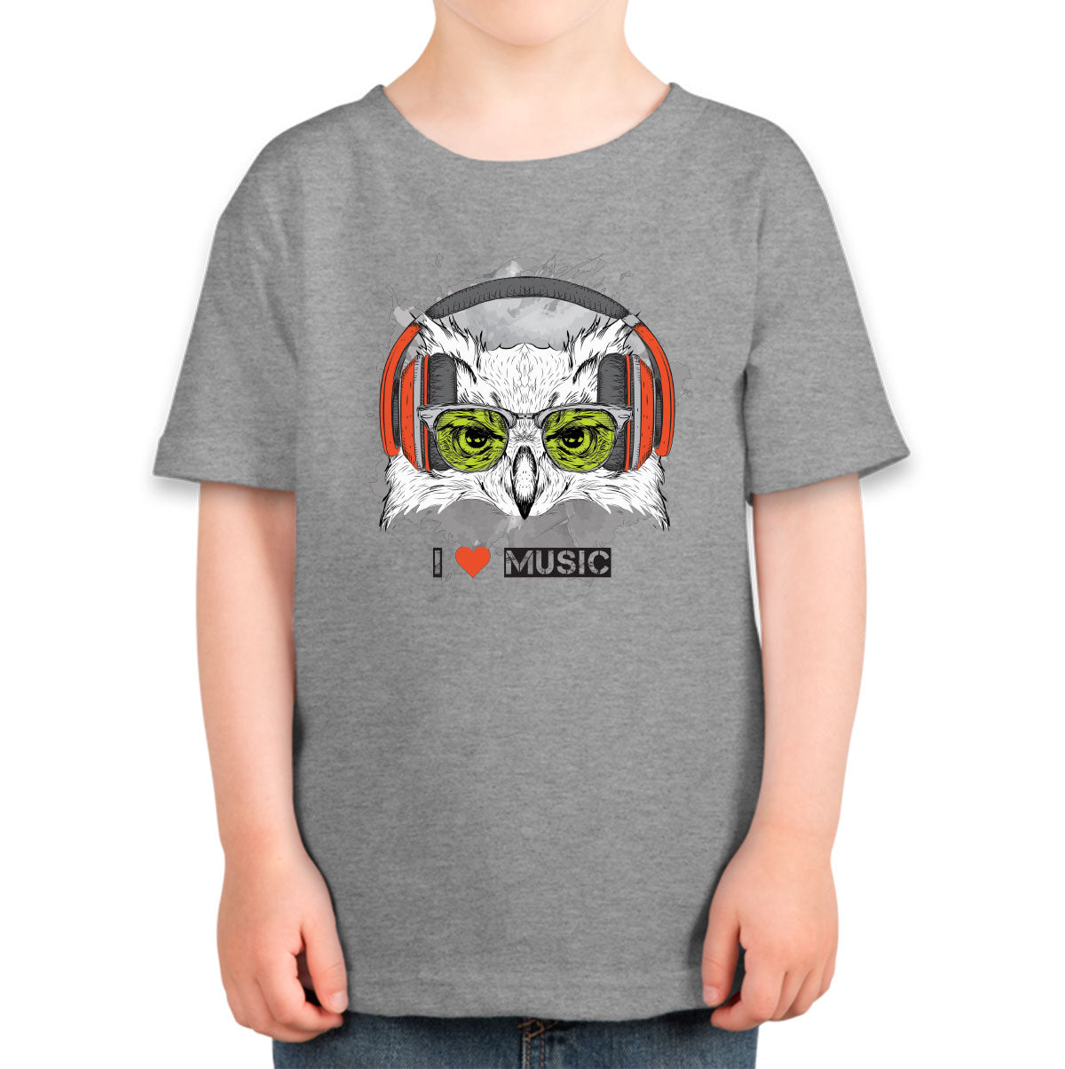 I Love Music Owl With Headphones Toddler T-shirt