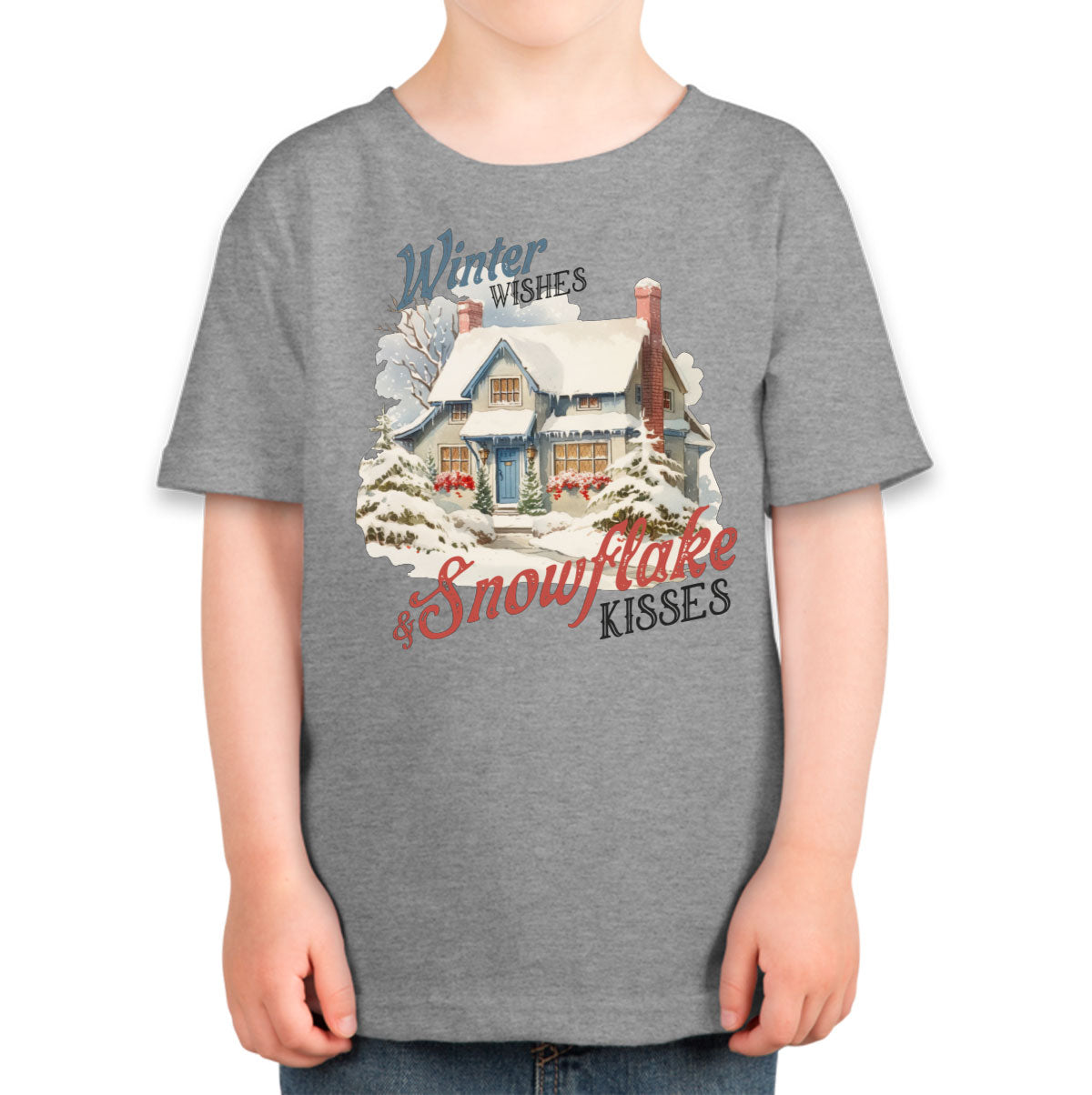 Winter Wishes And Snowflake Kisses Christmas Toddler T-shirt