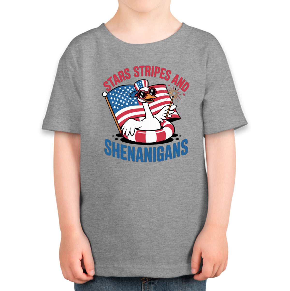 Stars Stripes And Shenanigans Independence Day Patriotic Toddler T-shirt