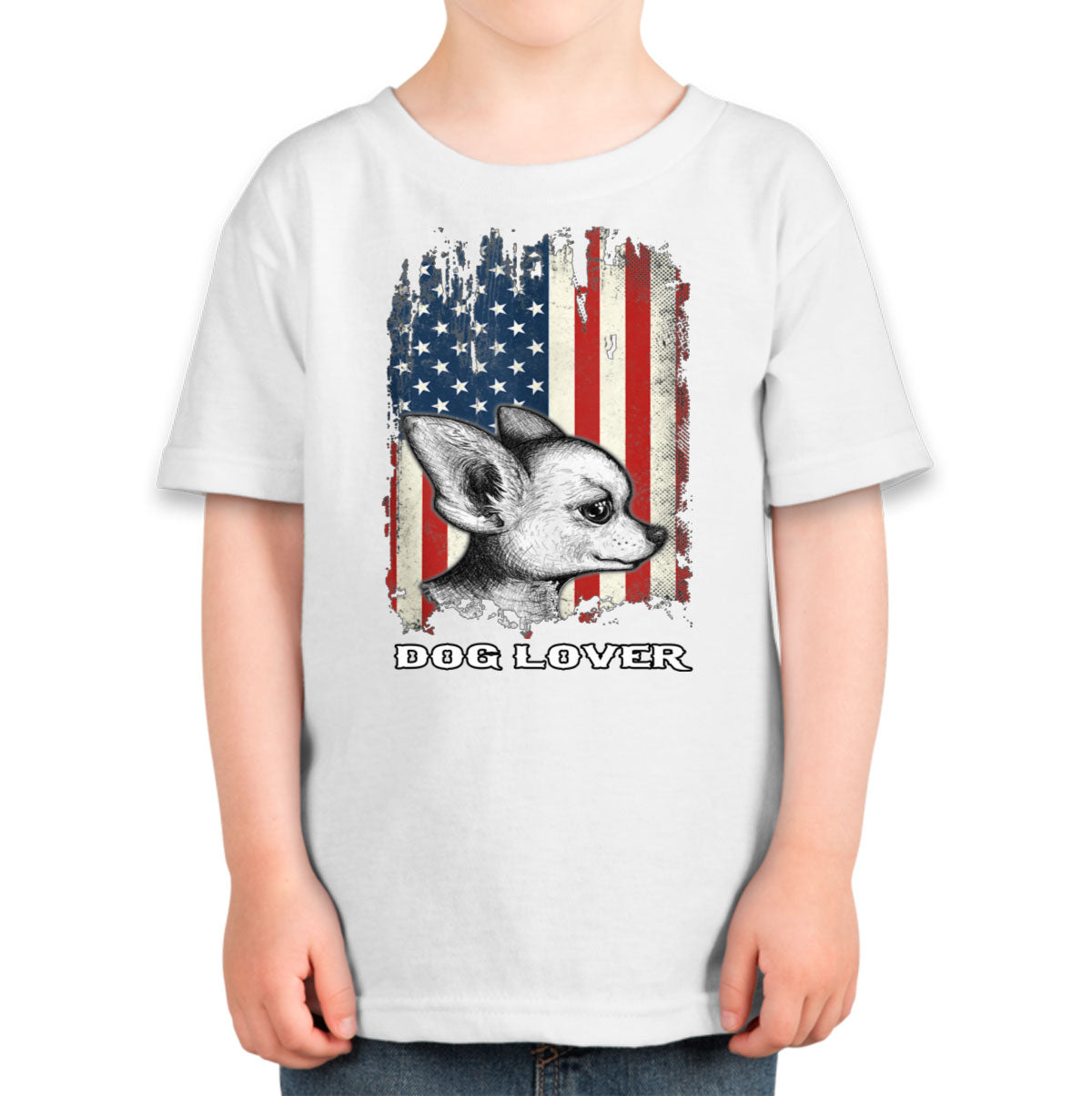 Chihuahua Dog Lover With American Flag Toddler T-shirt