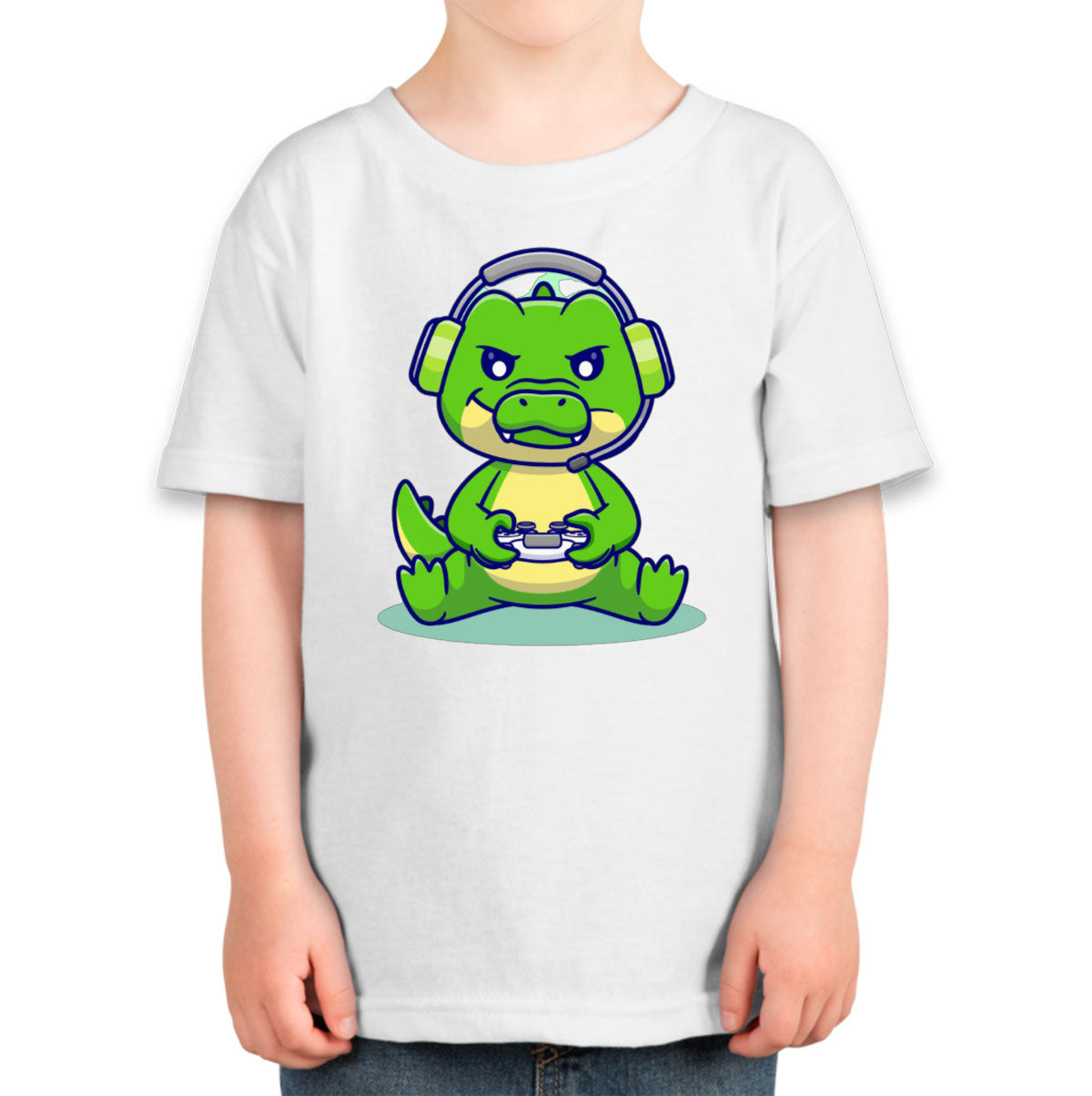 Cute Crocodile Playing Video Game Toddler T-shirt