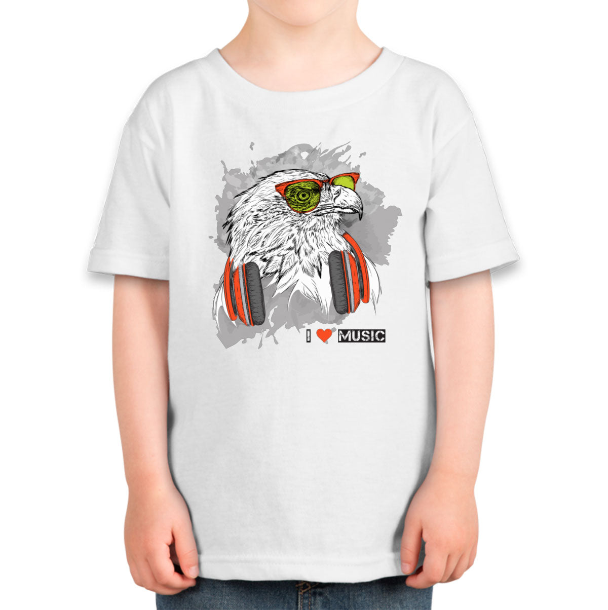 I Love Music Eagle With Headphones Toddler T-shirt