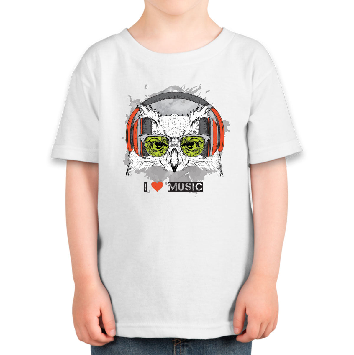 I Love Music Owl With Headphones Toddler T-shirt