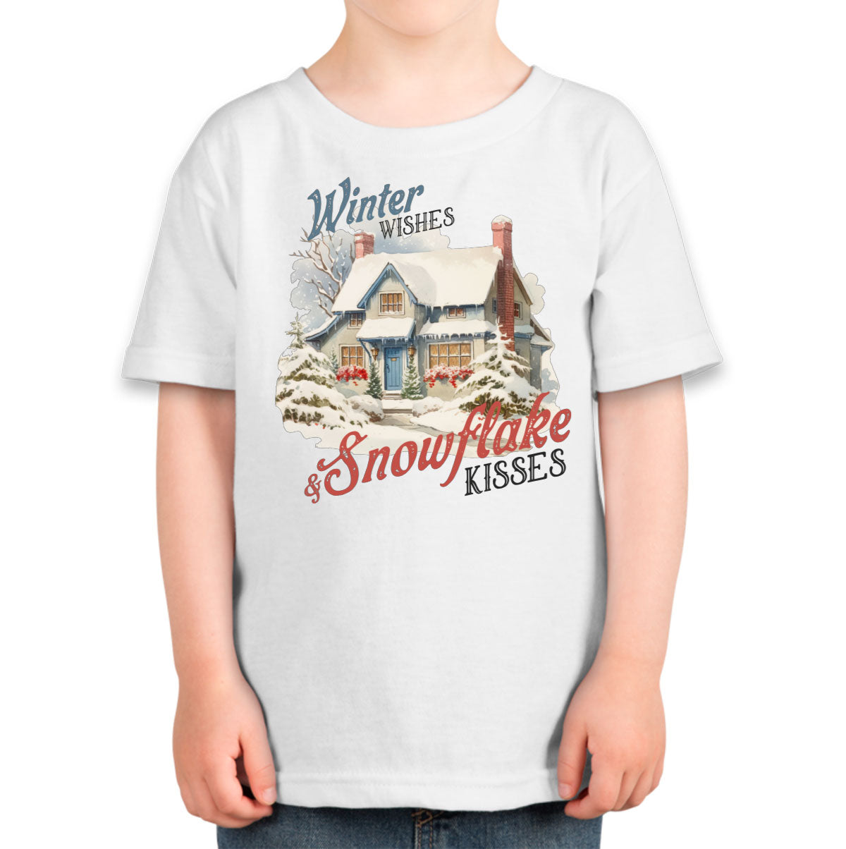 Winter Wishes And Snowflake Kisses Christmas Toddler T-shirt