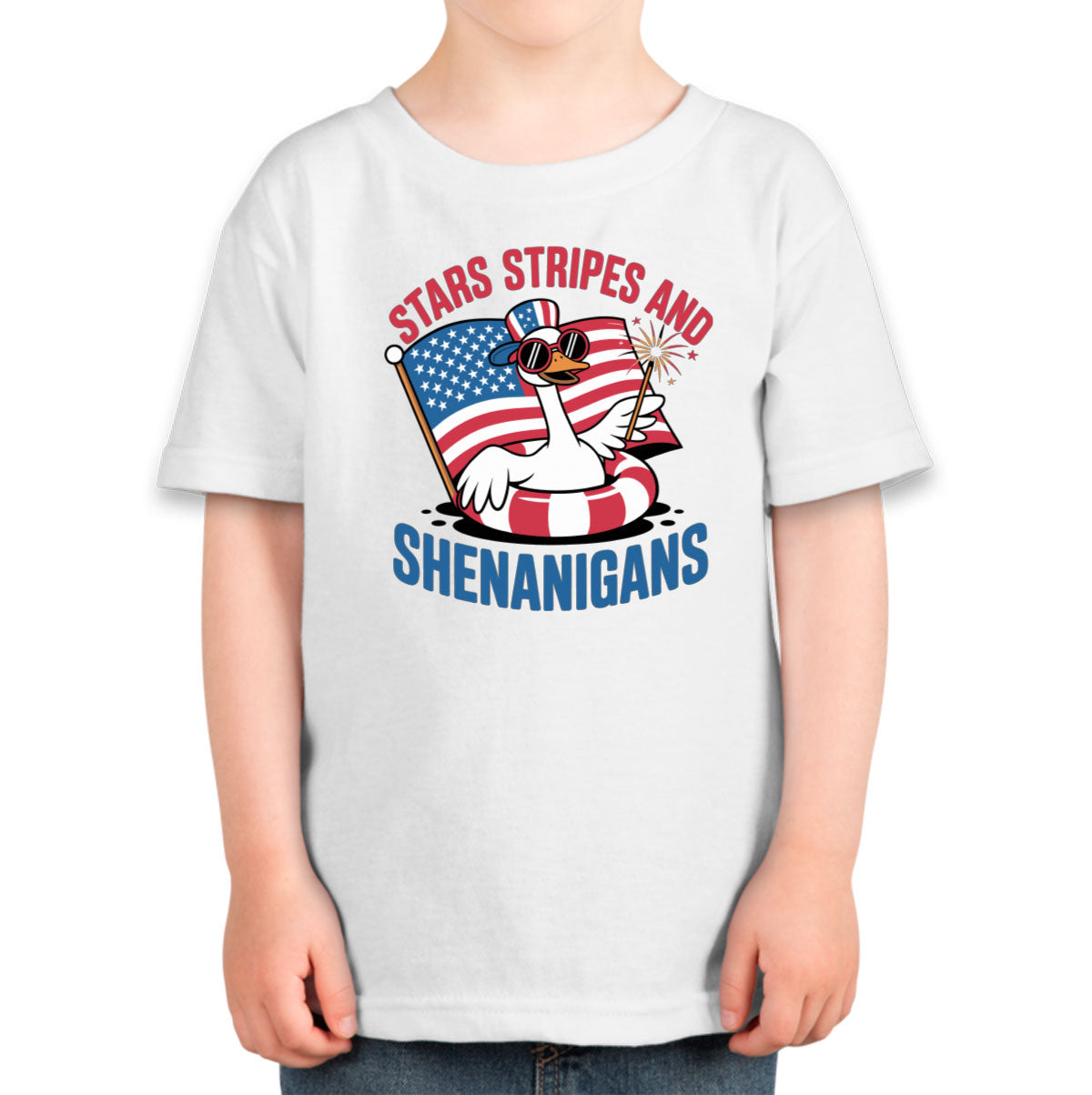 Stars Stripes And Shenanigans Independence Day Patriotic Toddler T-shirt