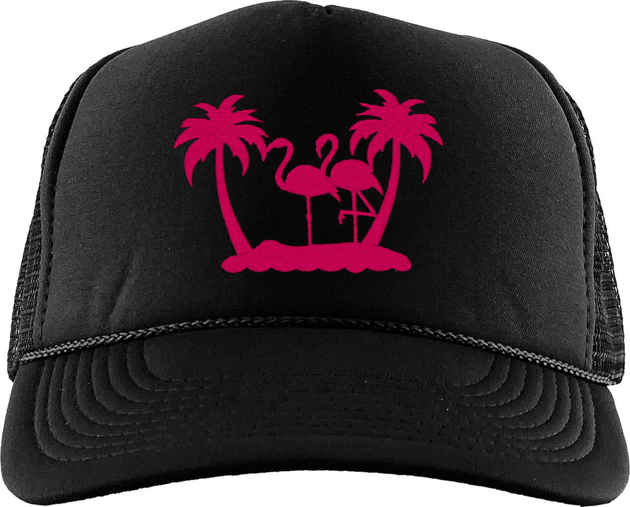 Flamingo And Palm Trees Foam Trucker Hat
