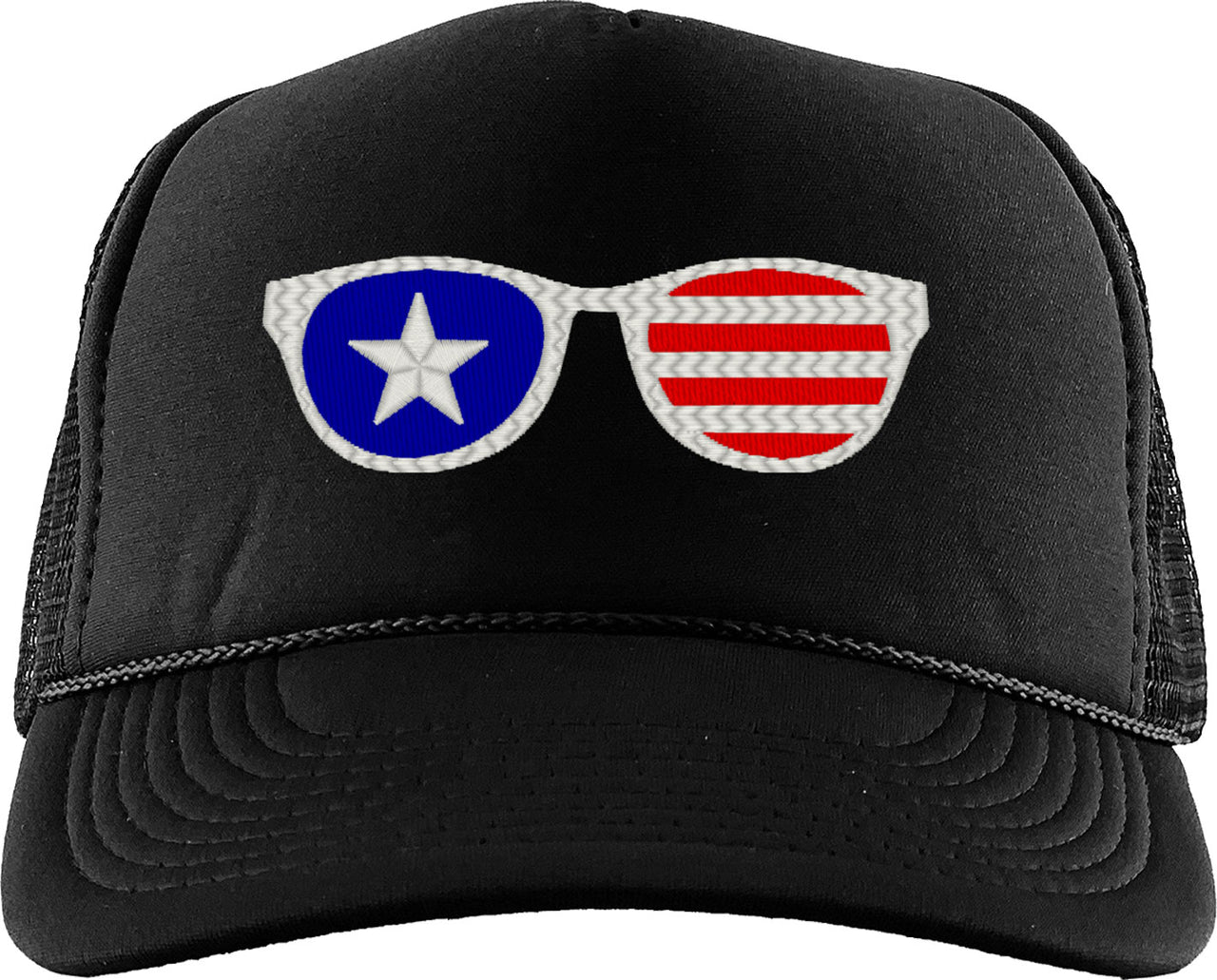 USA Flag Sunglasses Independence Day Patriotic Foam Trucker Hat