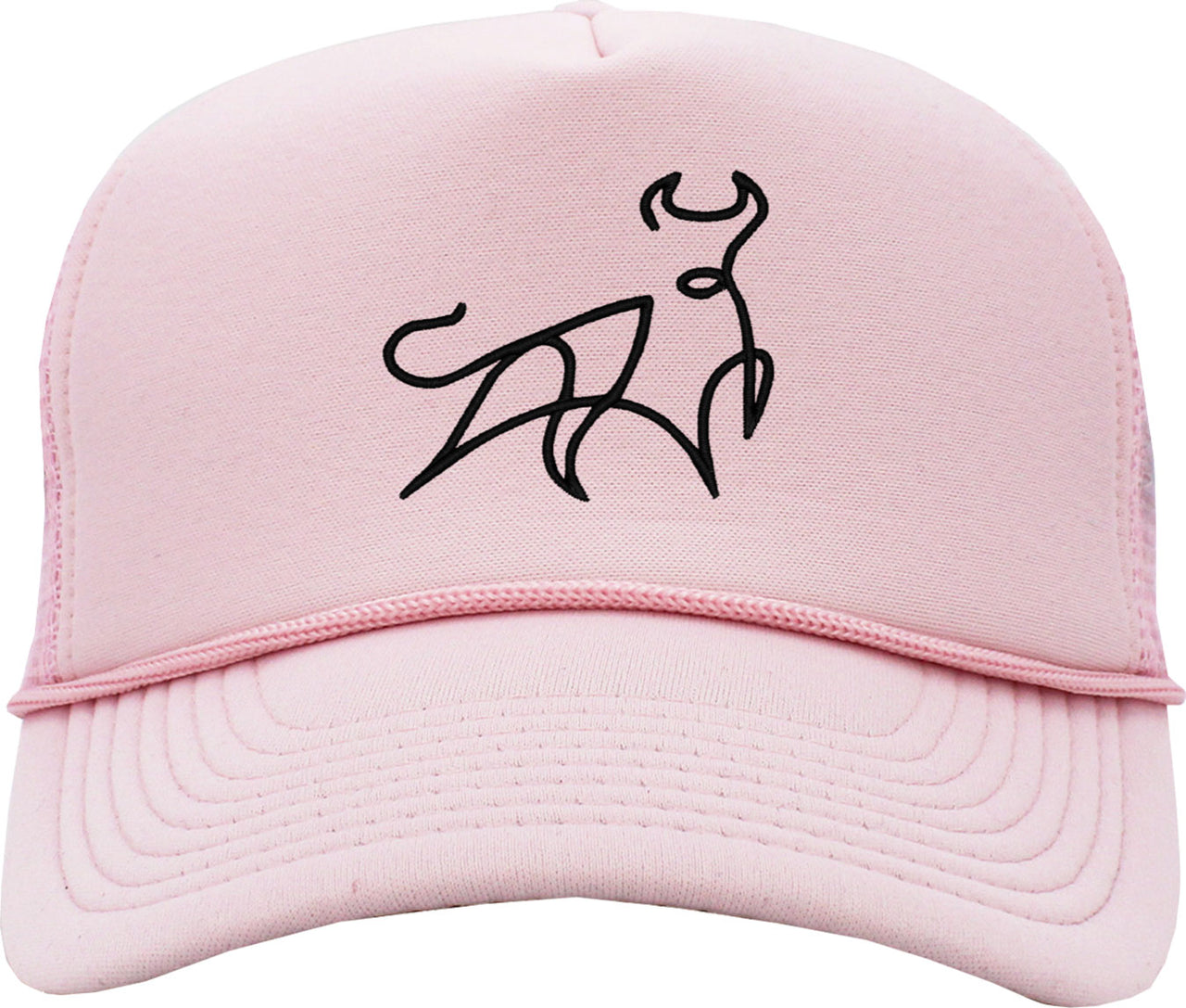 One Line Bull Drawing Foam Trucker Hat