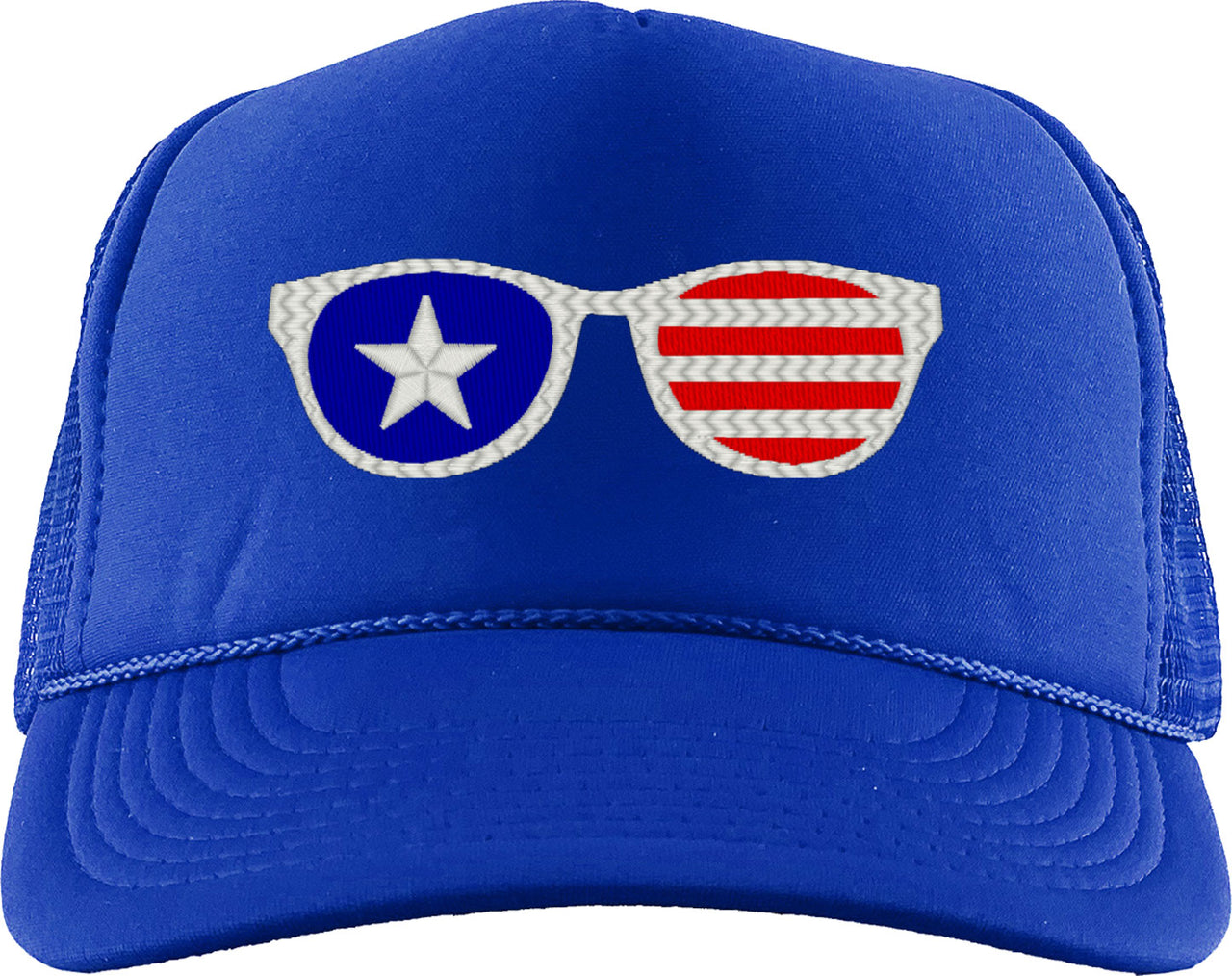 USA Flag Sunglasses Independence Day Patriotic Foam Trucker Hat