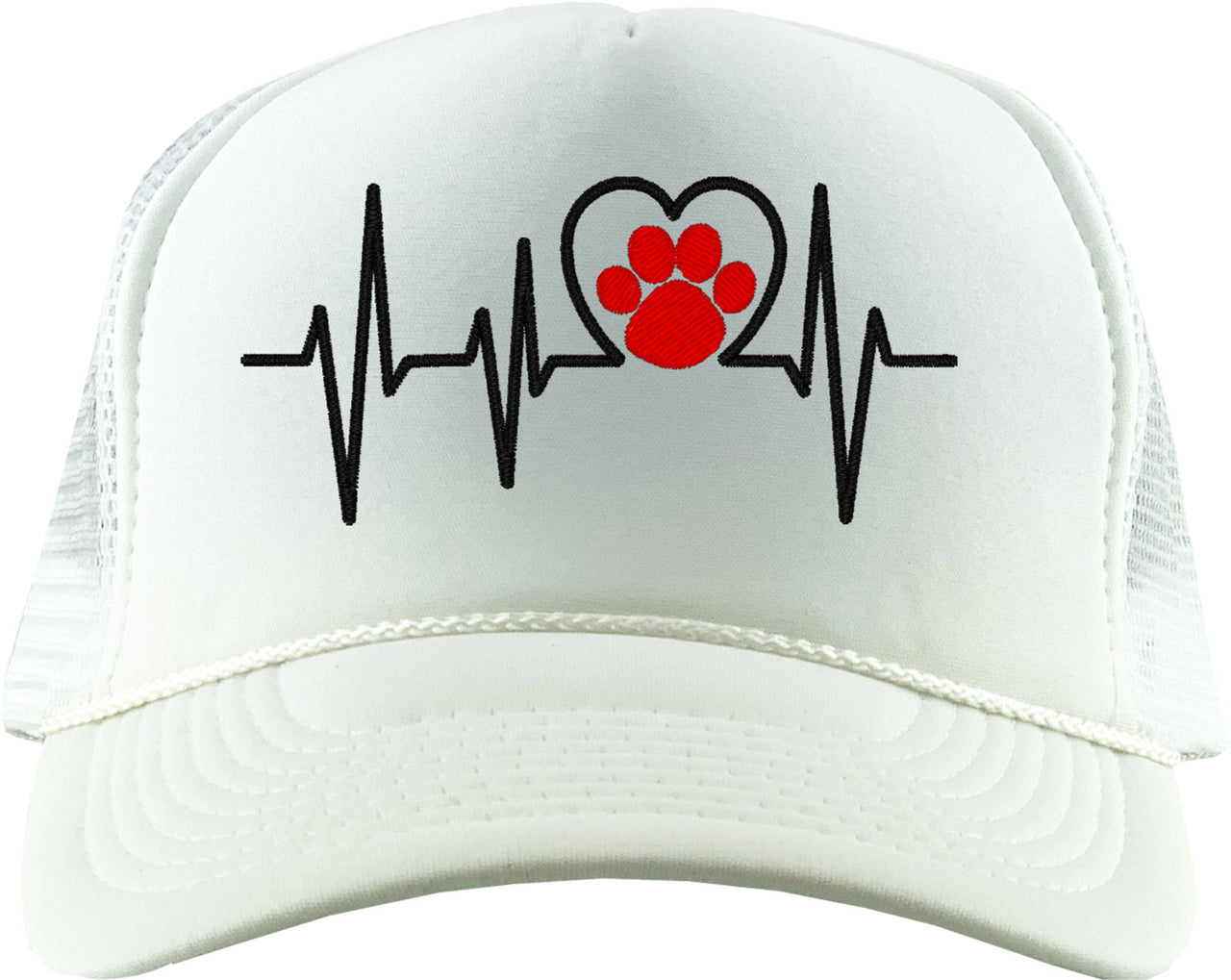 Cat Heartbeat Paw Print Lifeline Foam Trucker Hat