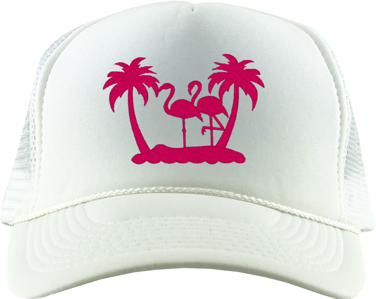 Flamingo And Palm Trees Foam Trucker Hat
