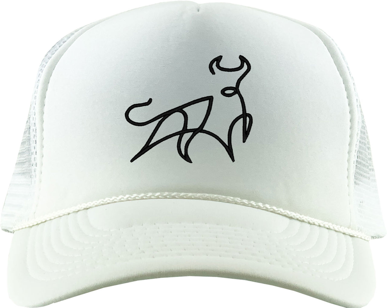 One Line Bull Drawing Foam Trucker Hat