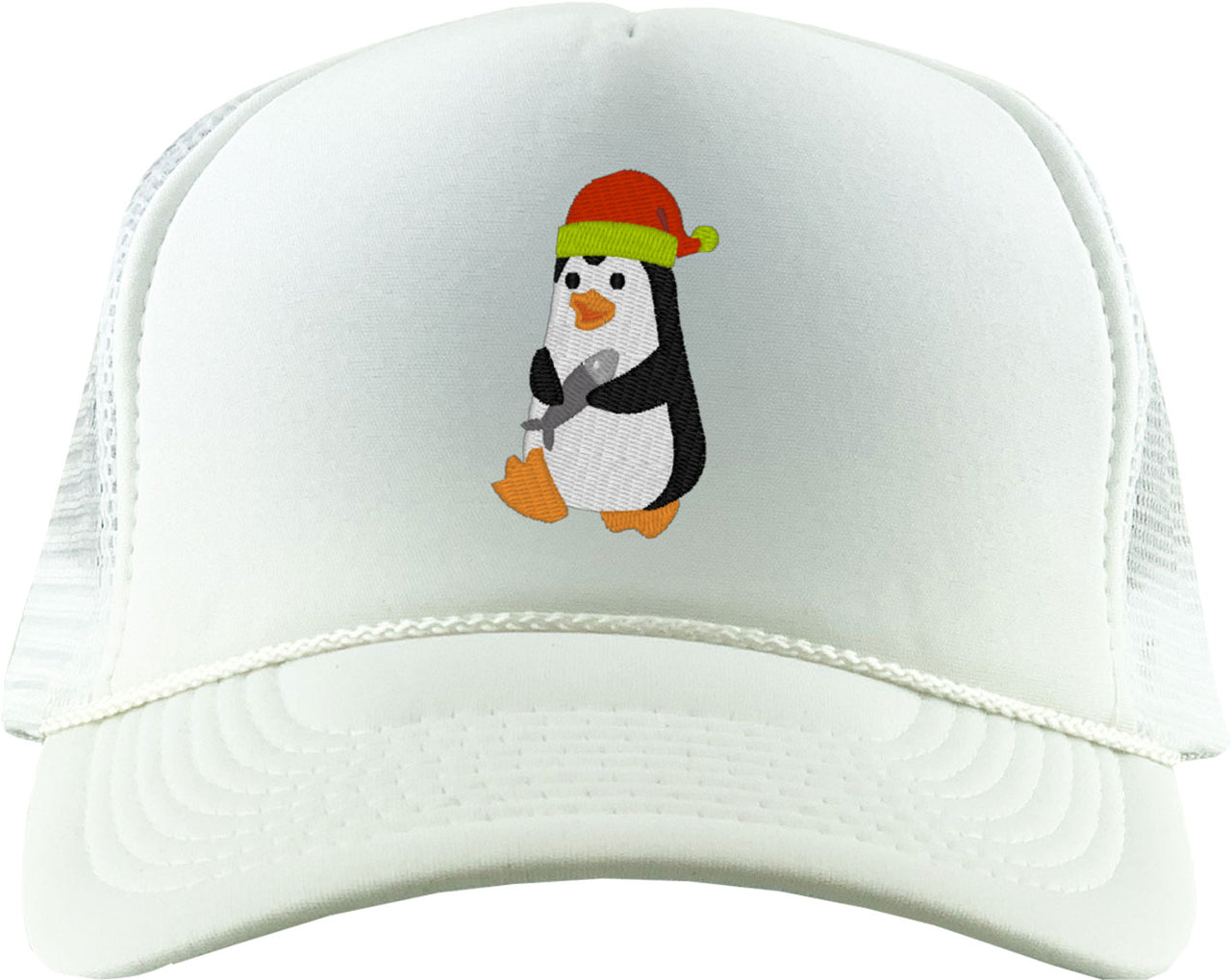 Penguin With Fish Foam Trucker Hat