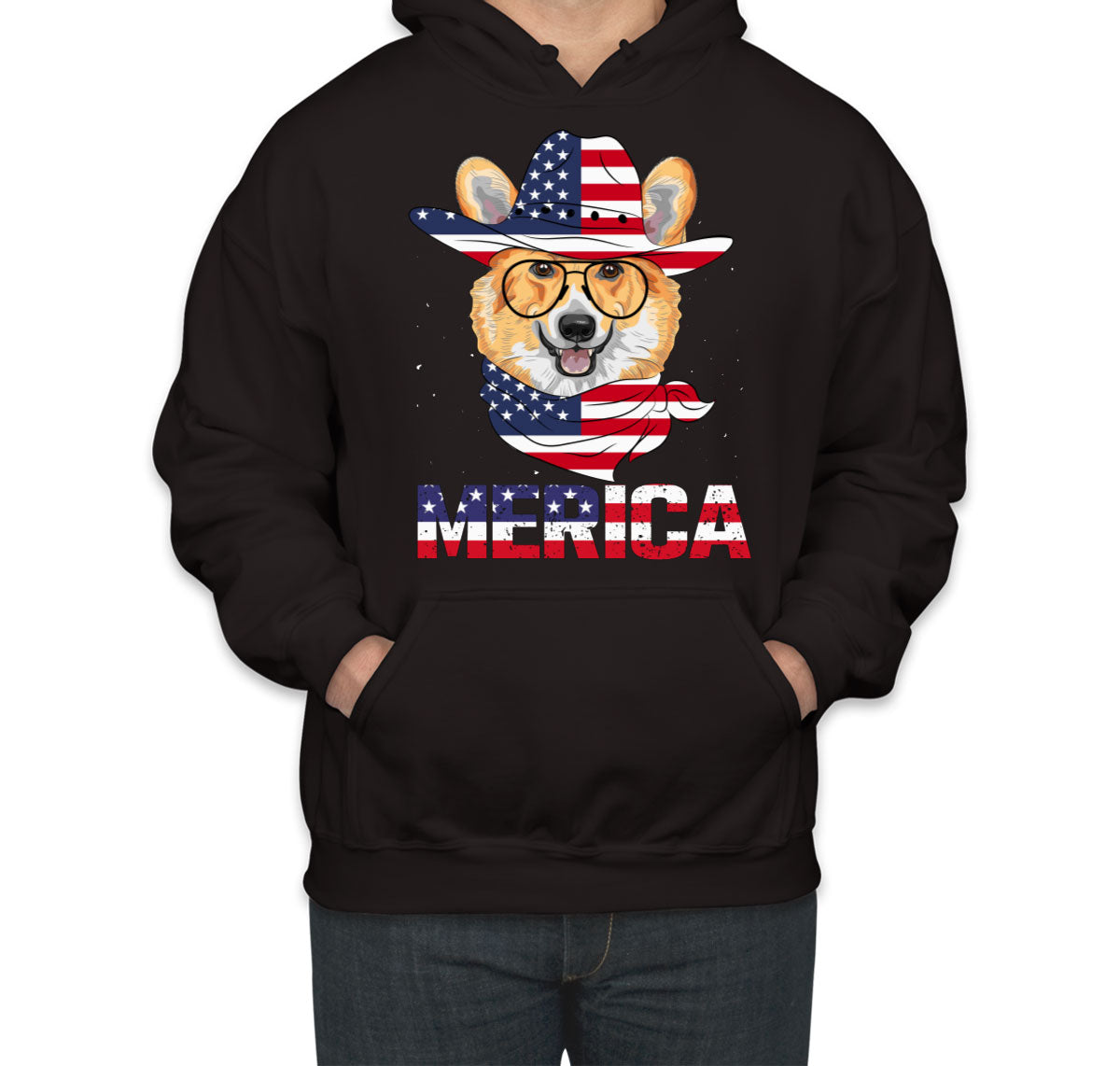 Corgi Merica Patriotic Unisex Hoodie