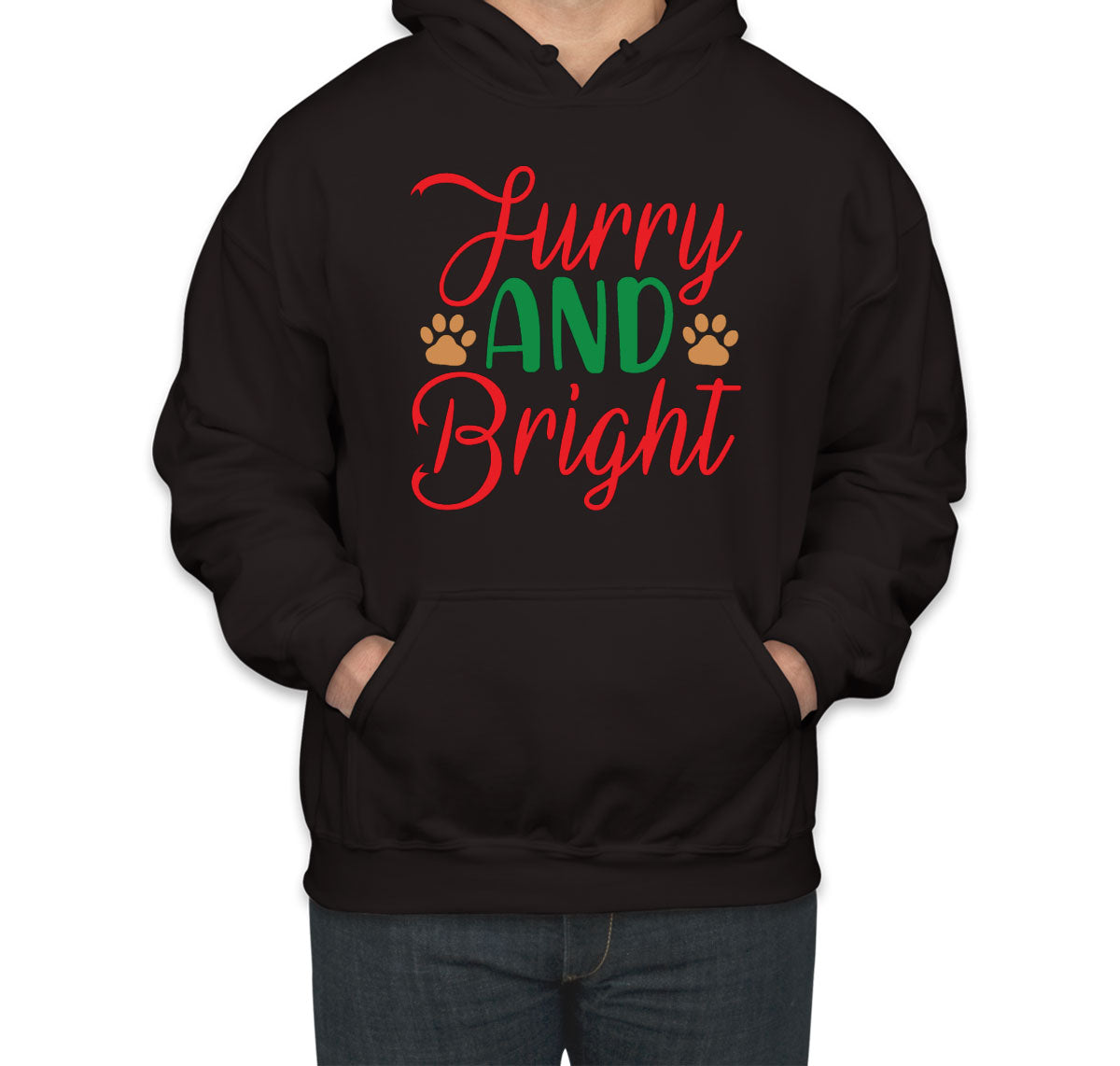 Furry And Bright Dog Paws Christmas Unisex Hoodie