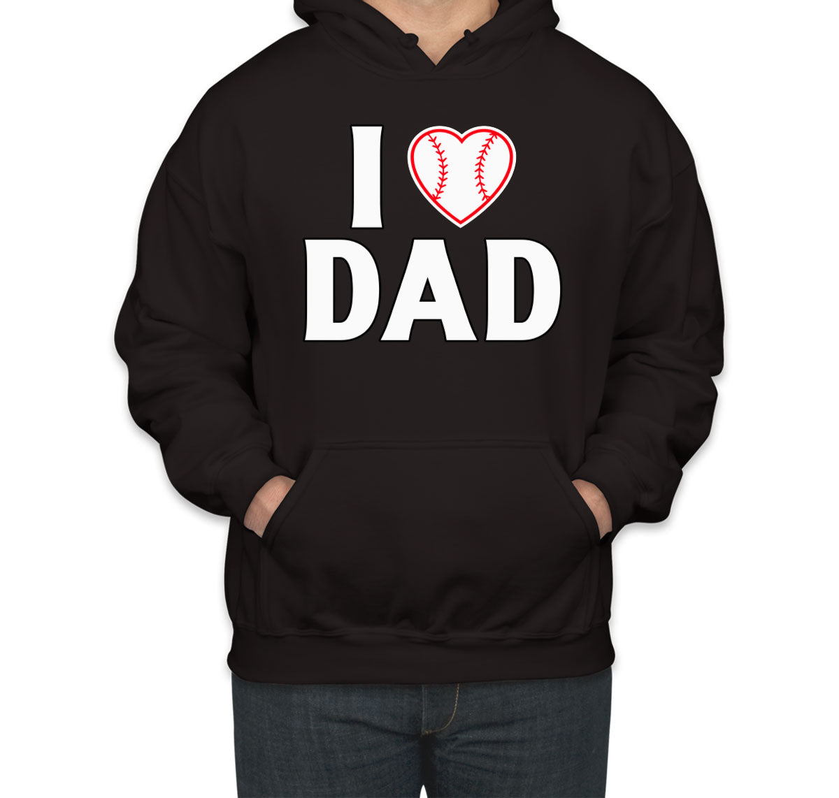 I Love Dad Baseball Heart Unisex Hoodie