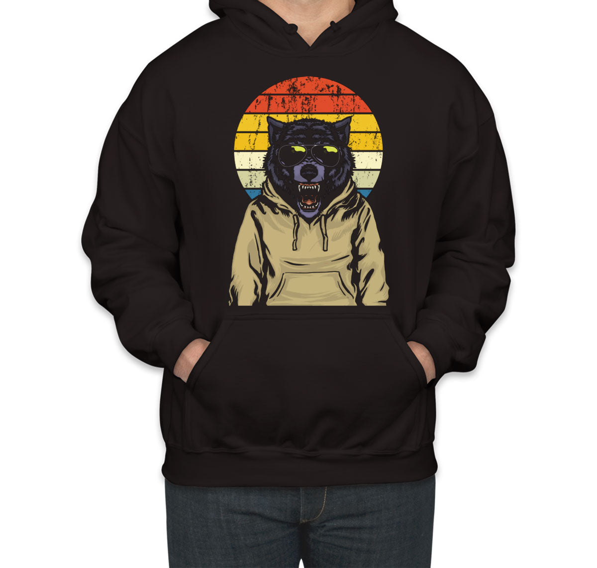 Wolf Retro Sunset Unisex Hoodie