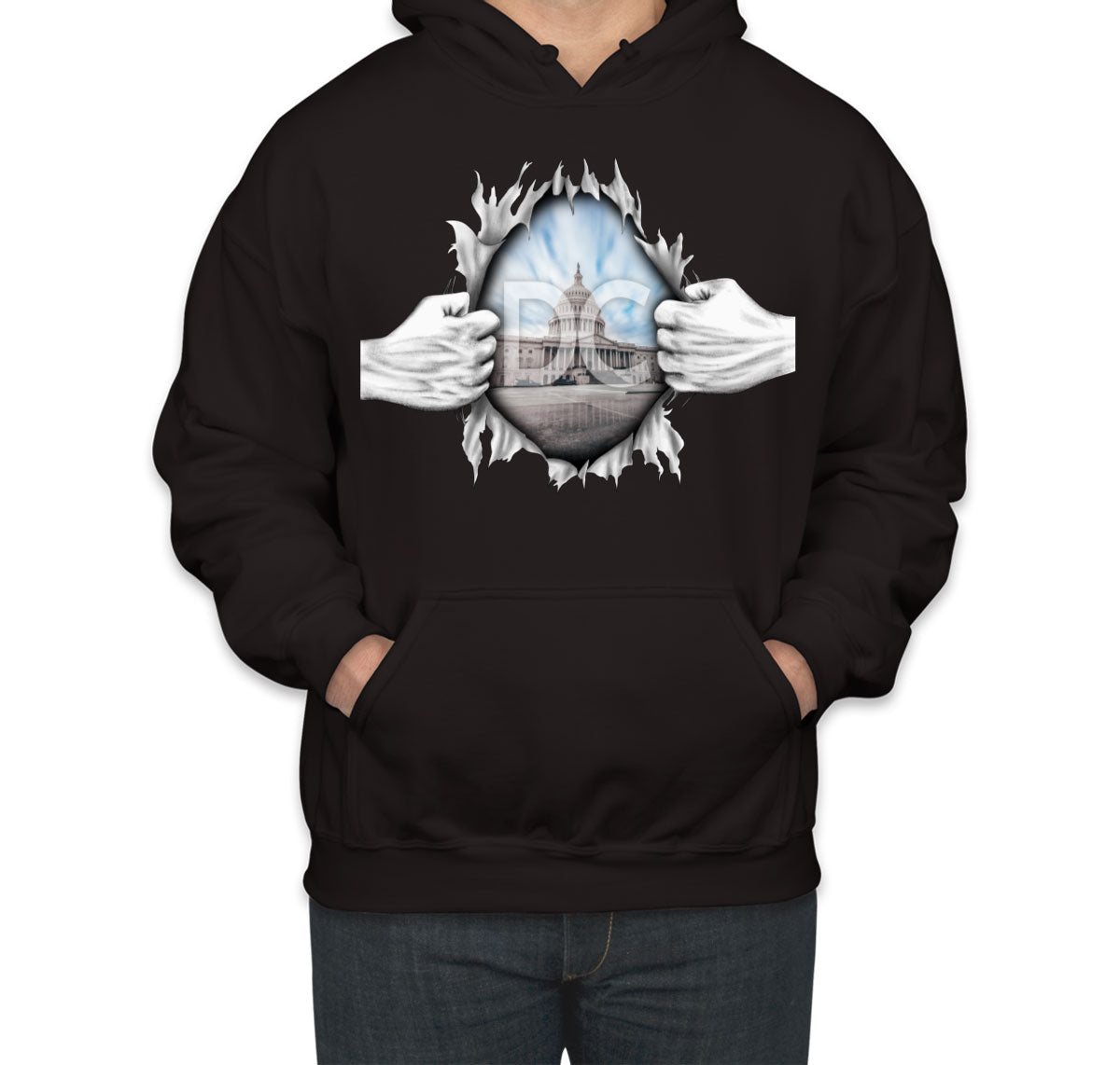 Ripping Open Shirt Washington DC Unisex Hoodie