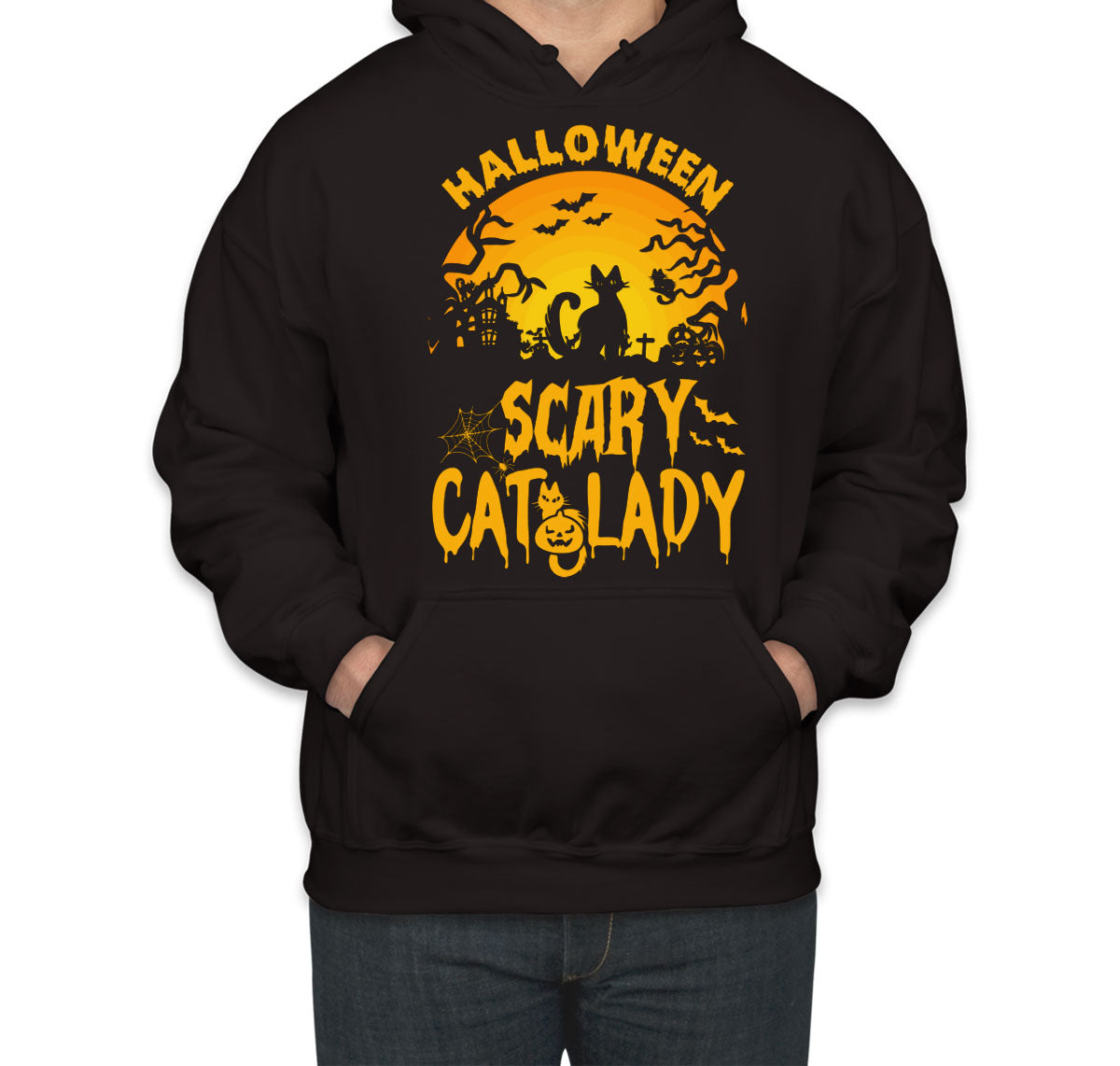 Scary Cat Lady Halloween Unisex Hoodie