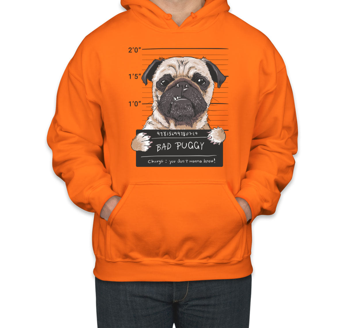 Funny Pug Dog Mugshot Unisex Hoodie