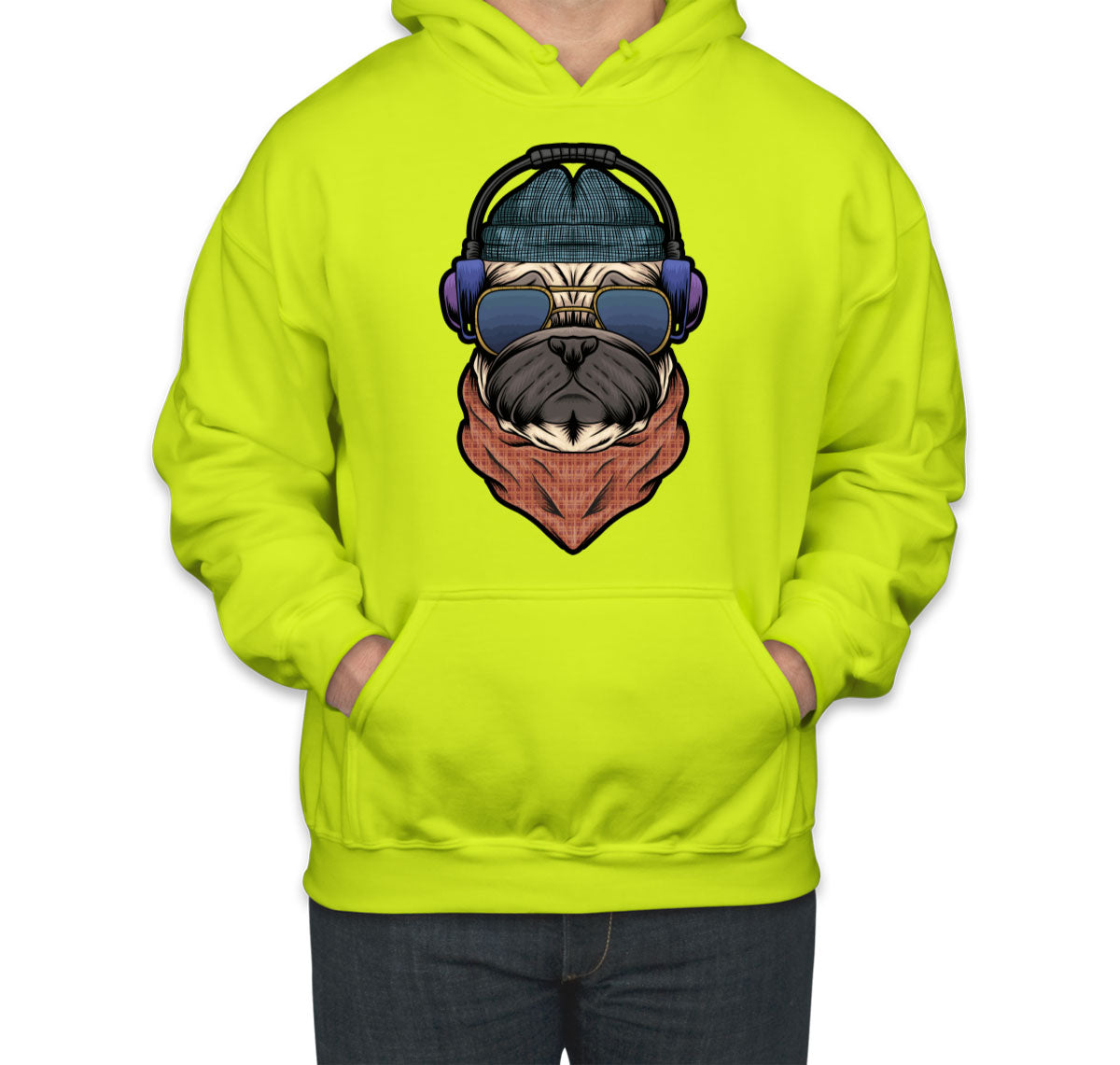 Pug Dog With Headphone Unisex Hoodie