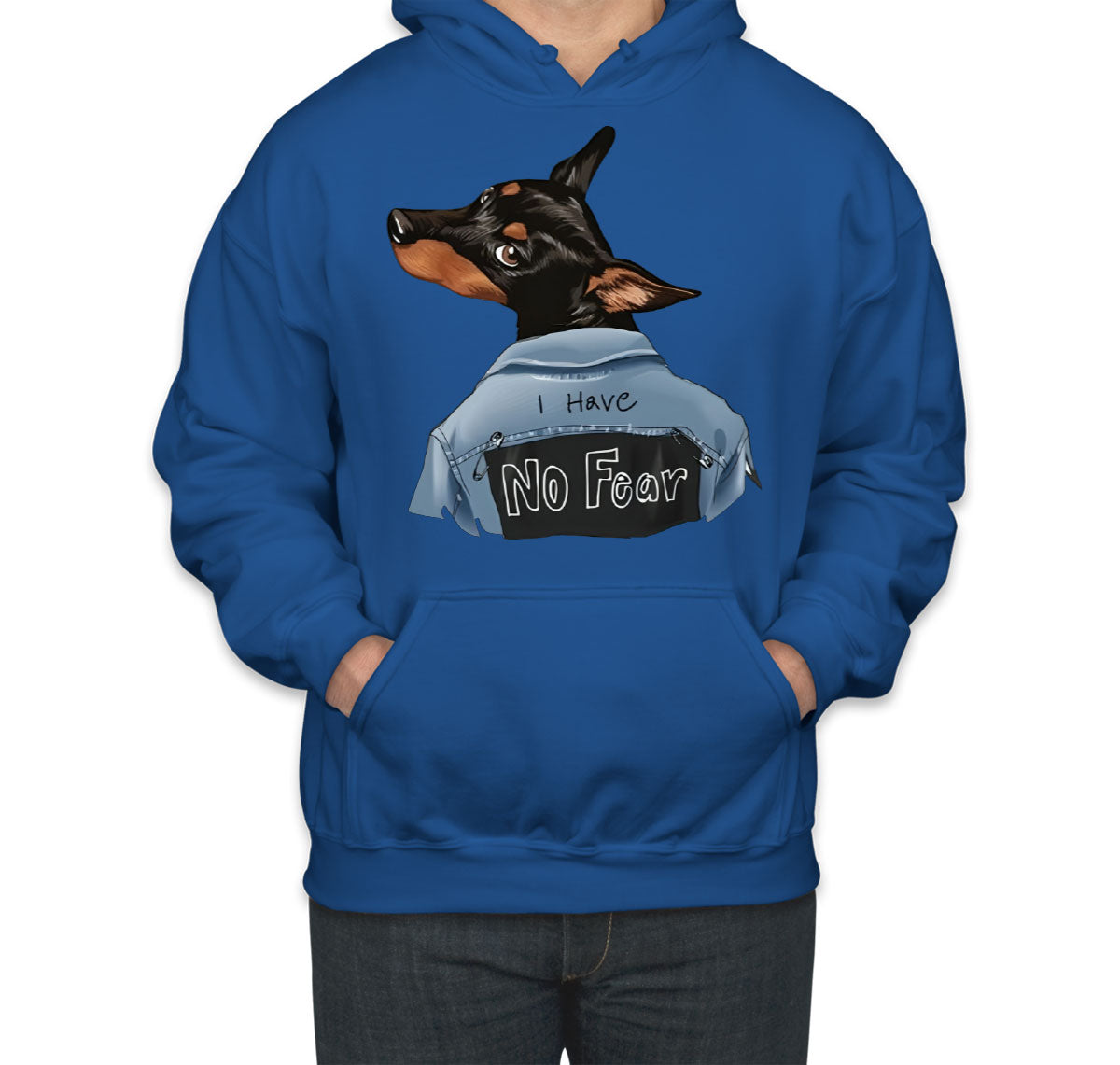 I Have No Fear Dog In Denim Jacket Unisex Hoodie