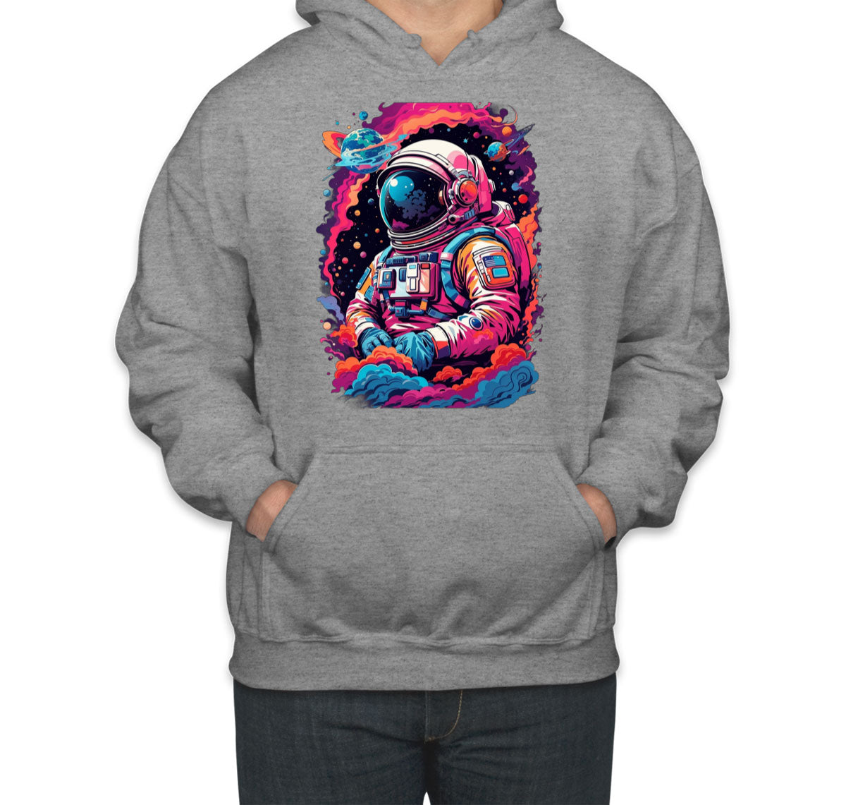 Illustration Colorful Astronaut in the Galaxy Unisex Hoodie
