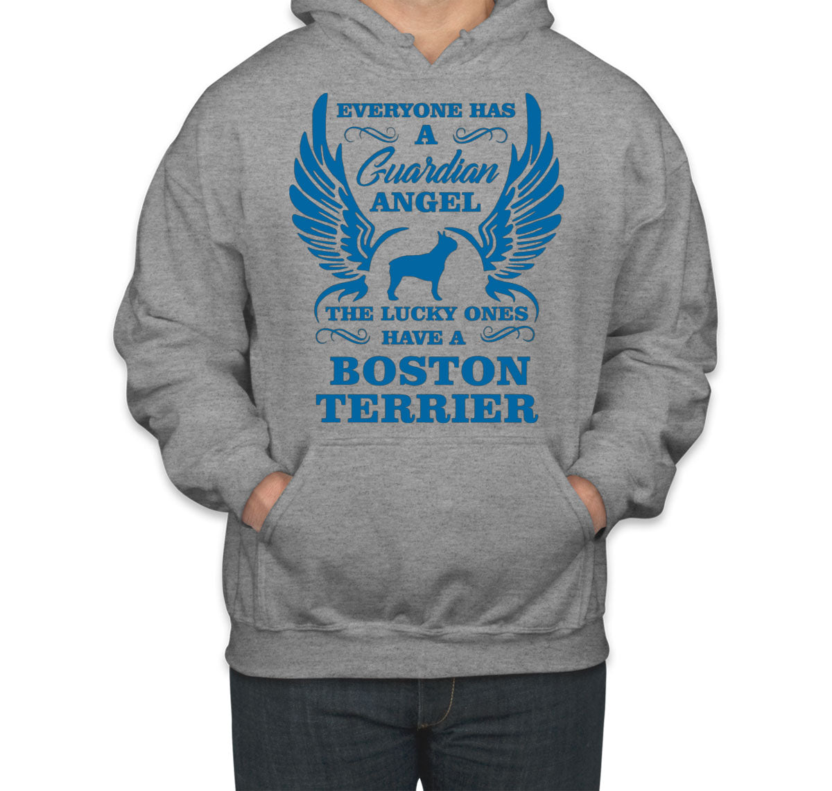 Boston Terrier Guardian Angel Dog Unisex Hoodie