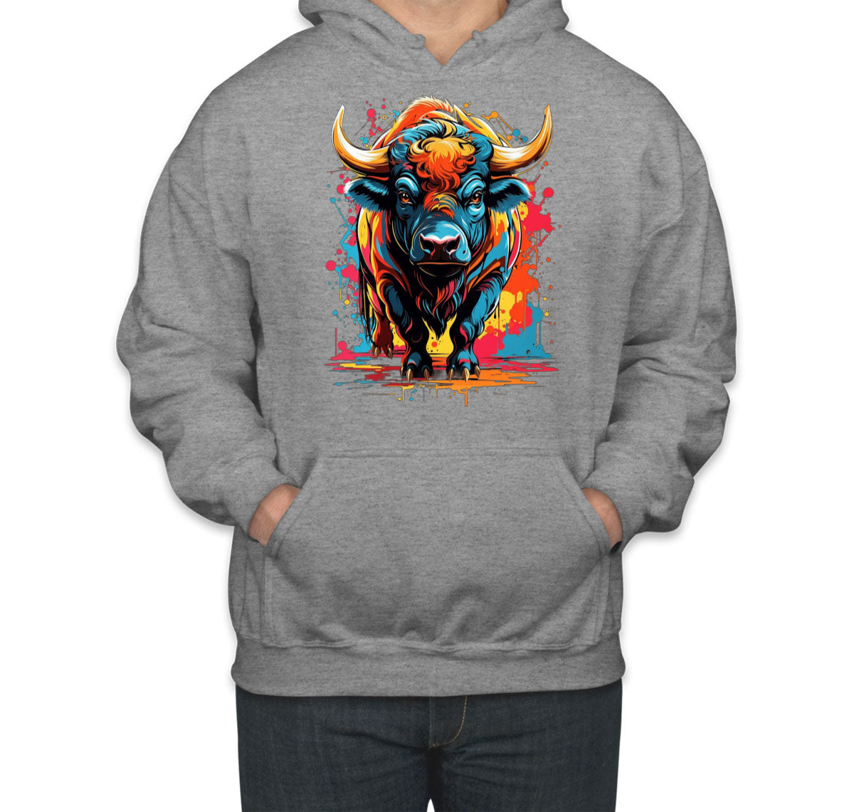 Illustration Colorful Bull Unisex Hoodie