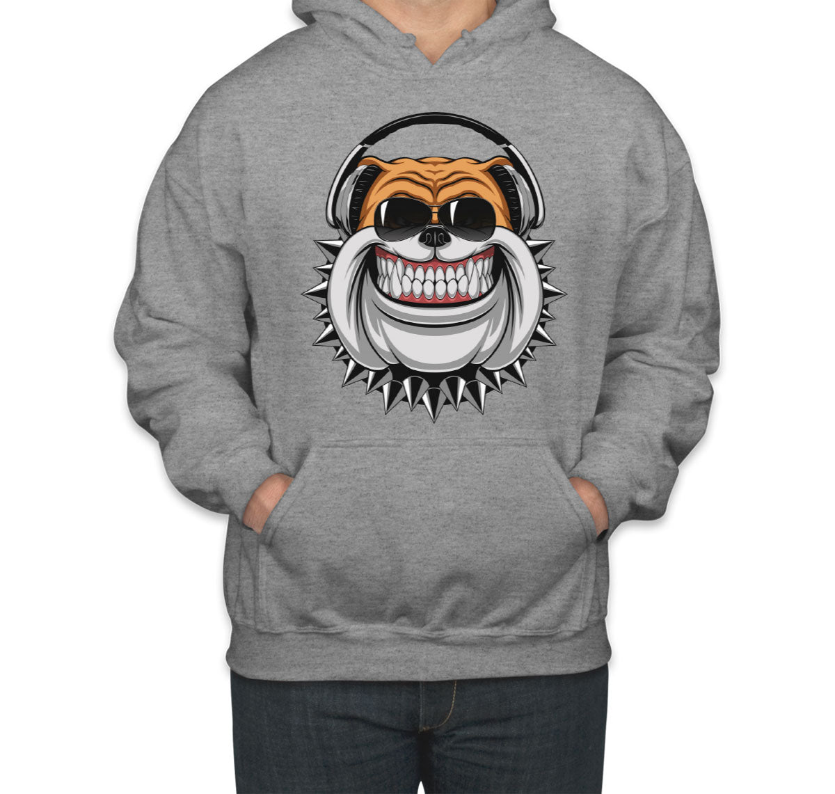 Bulldog With Headphone Cartoon Unisex Hoodie