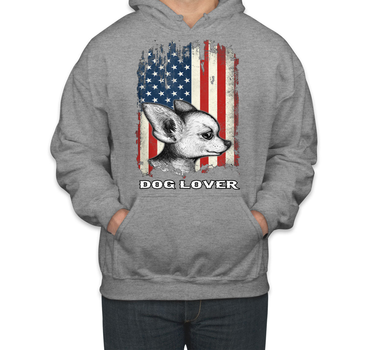 Chihuahua Dog Lover With American Flag Unisex Hoodie