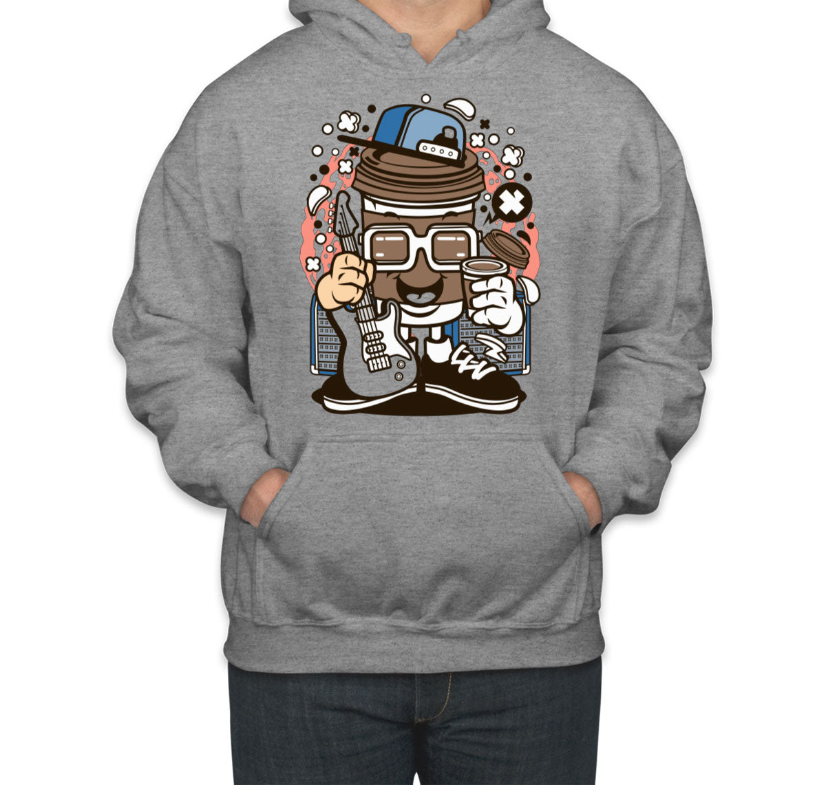 Coffee Cup Rock Cartoon Unisex Hoodie
